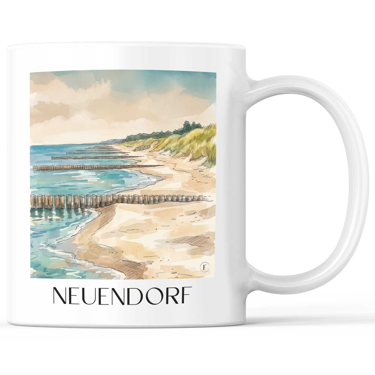 Neuendorf Kaffeebecher - Hiddensee - Deutschland Becher - Kaffeetasse im Aquarell Stil - favplace