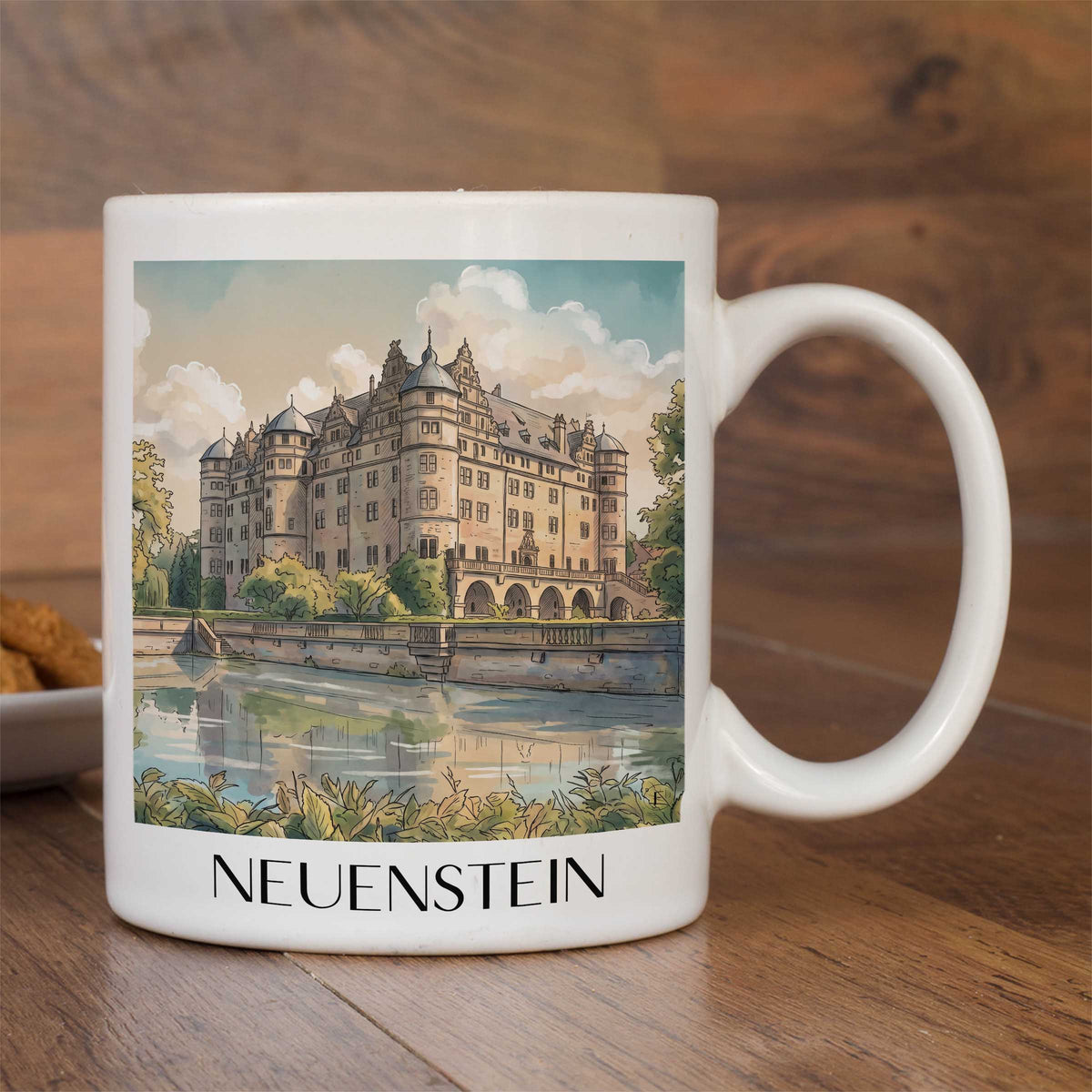 neuenstein-hohenlohe-deutschland-kaffeebecher-aquarell