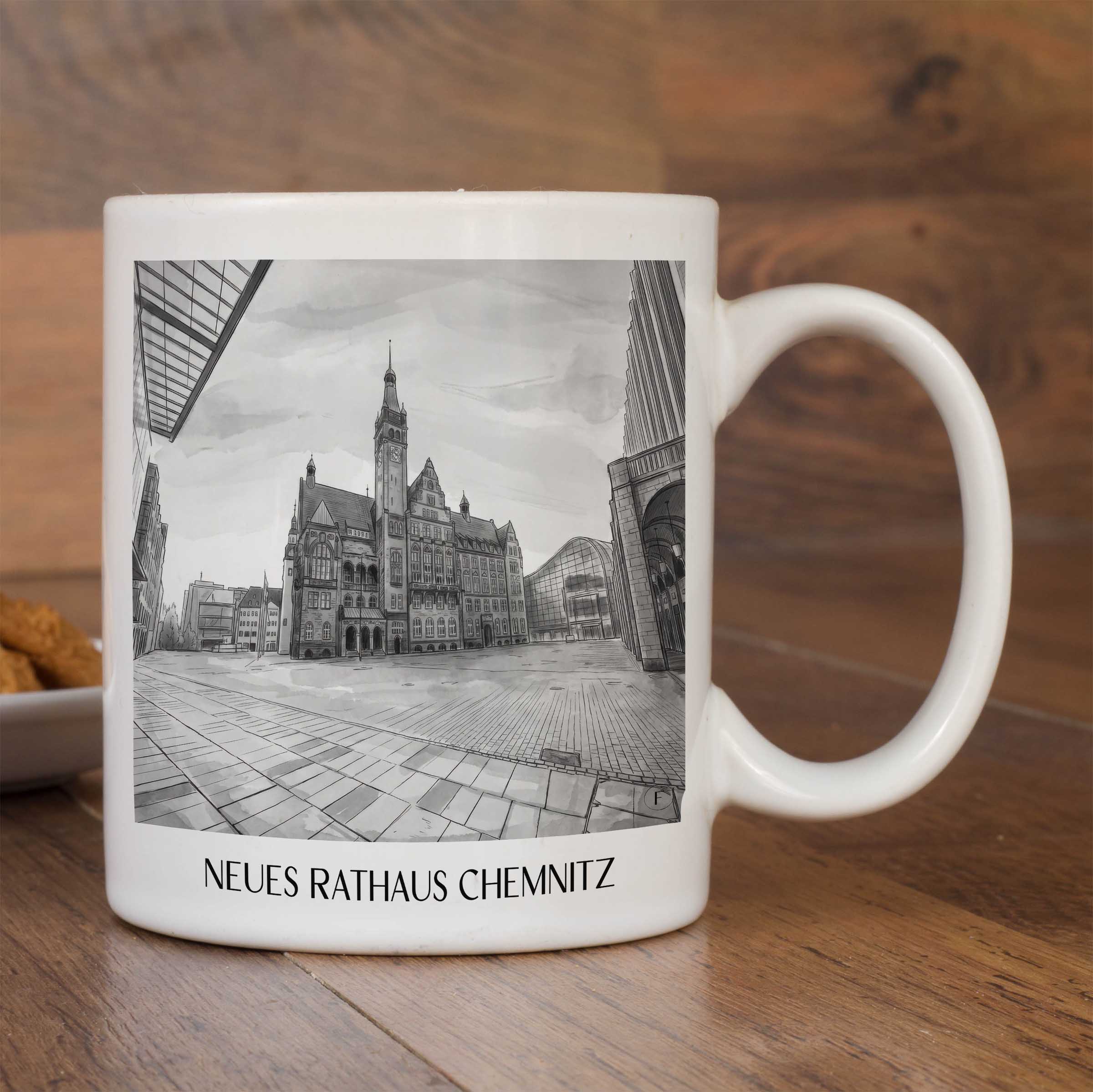 neues-rathaus-chemnitz-deutschland-kaffeebecher-aquarell-schwarz-weiss