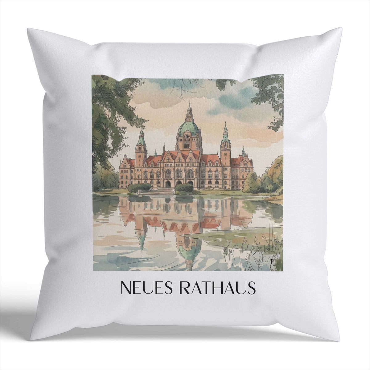 neues-rathaus-hannover-deutschland-kissenbezug-aquarell