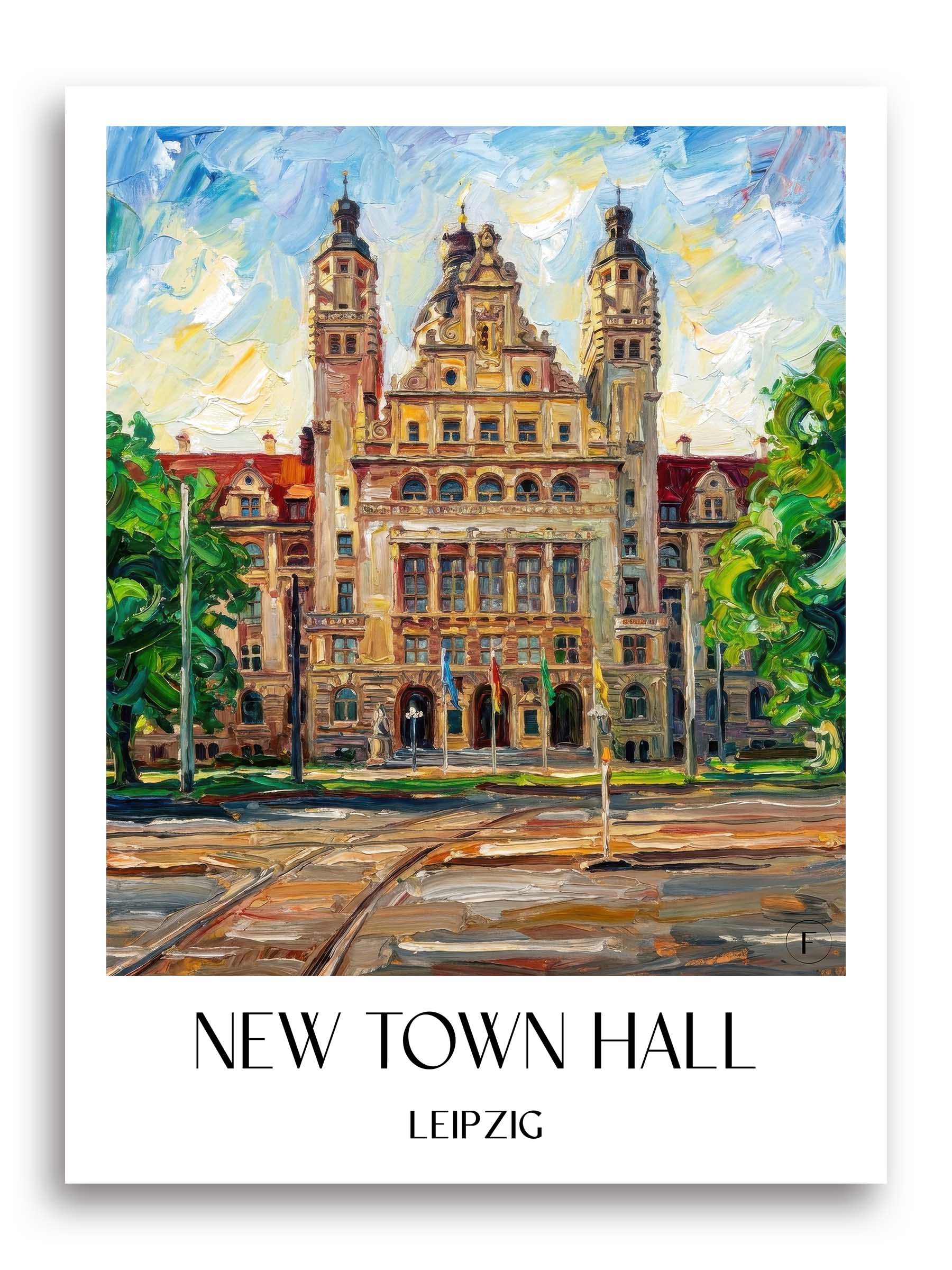 Neues Rathaus Poster - Leipzig - Deutschland Kunstdruck - Ölgemälde von A4 bis A1 - favplace