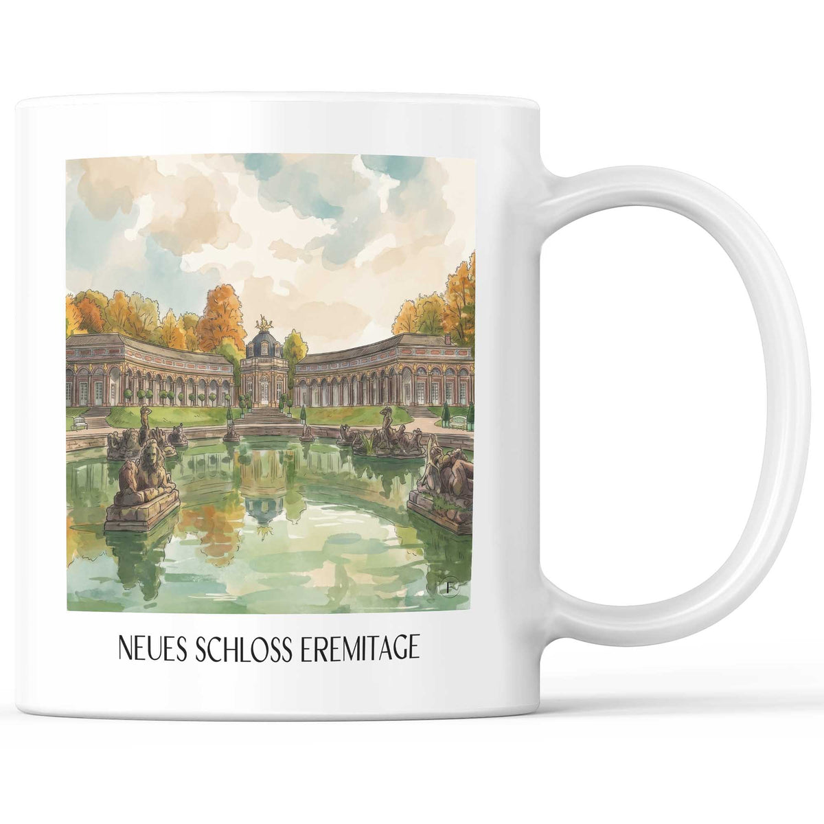 Neues Schloss Eremitage Kaffeebecher - Bayreuth - Deutschland Becher - Kaffeetasse im Aquarell Stil - favplace