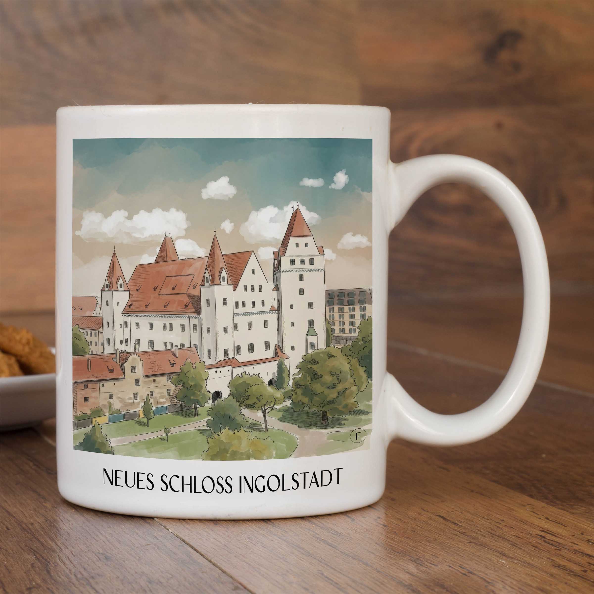 neues-schloss-ingolstadt-deutschland-kaffeebecher-aquarell