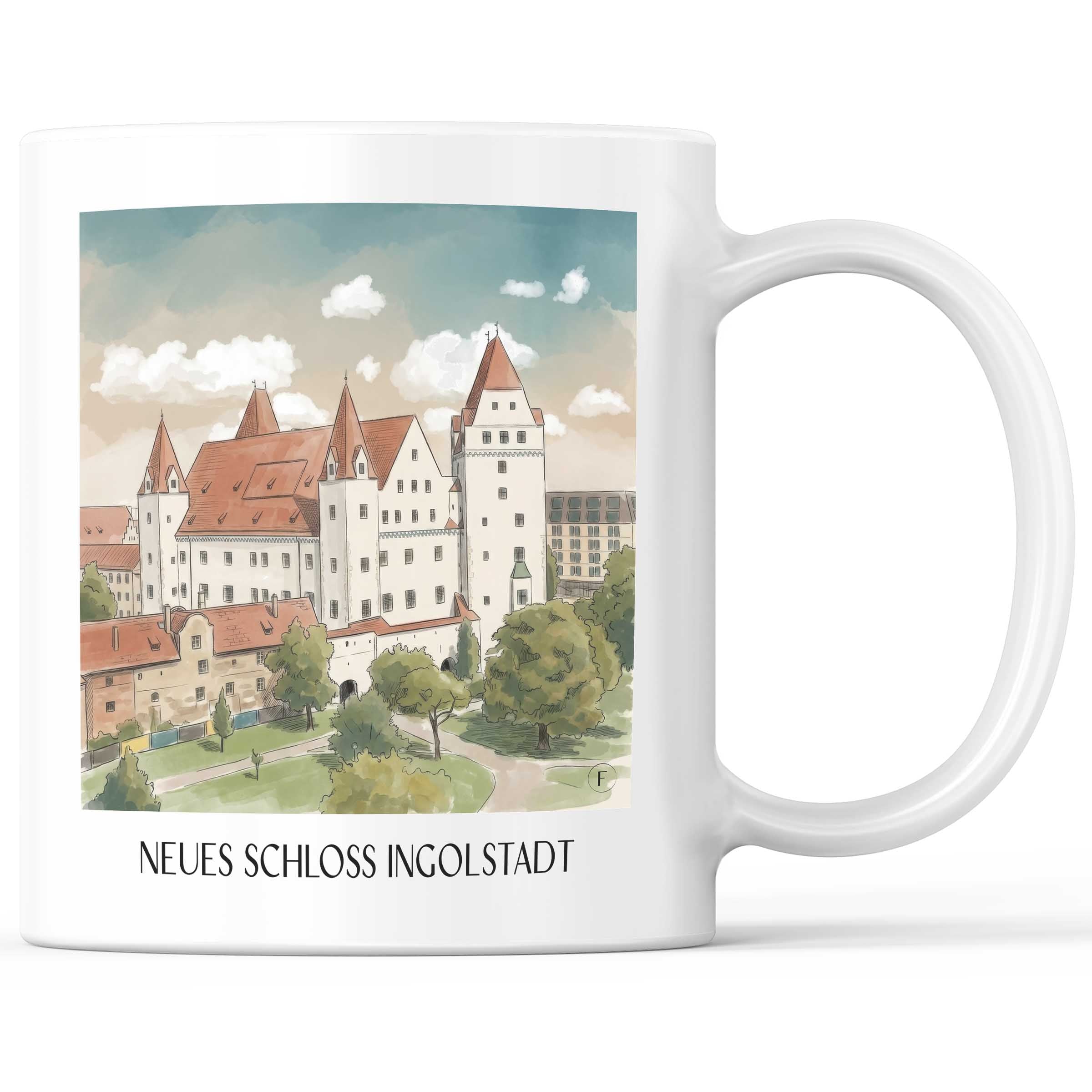 neues-schloss-ingolstadt-deutschland-kaffeebecher-aquarell