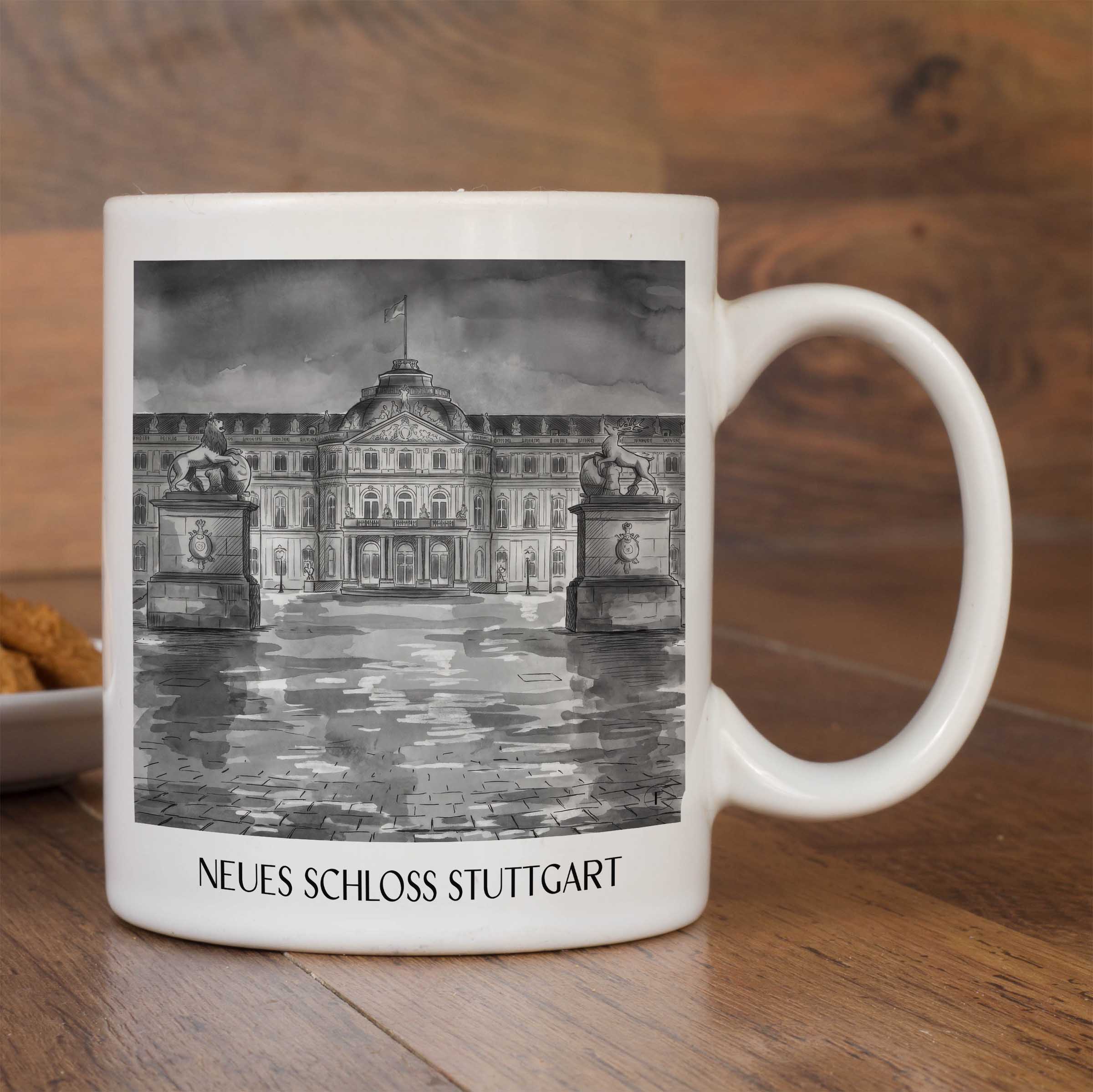 neues-schloss-stuttgart-deutschland-kaffeebecher-aquarell-schwarz-weiss
