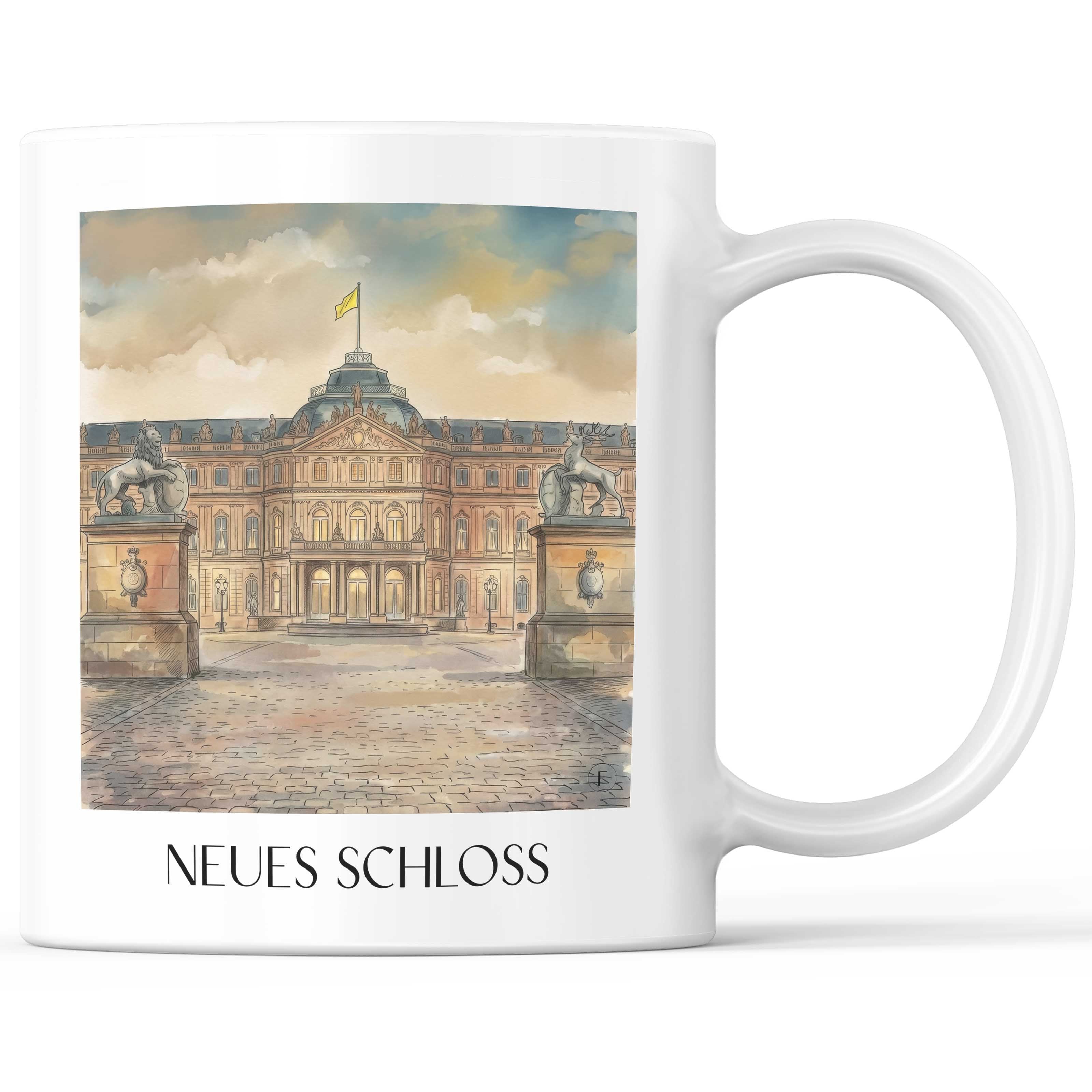 Neues Schloss Kaffeebecher - Stuttgart - Deutschland Becher - Kaffeetasse im Aquarell Stil - favplace