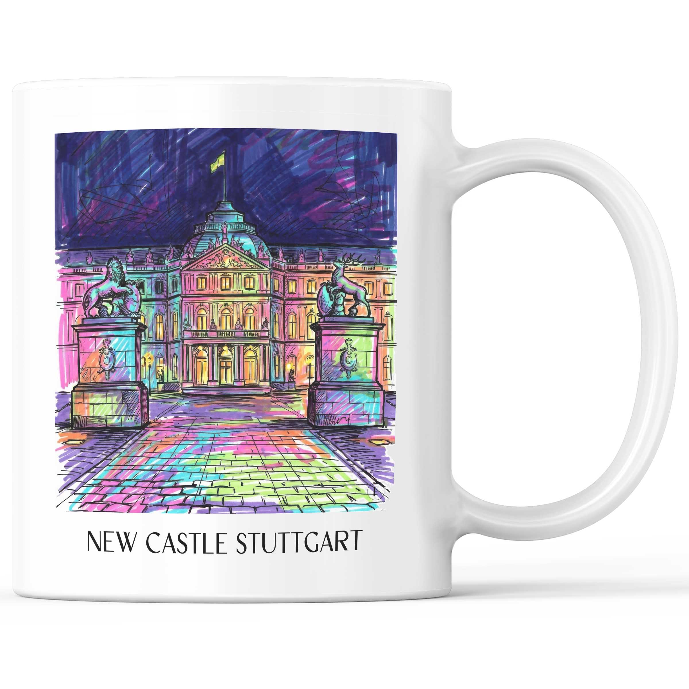 Neues Schloss Kaffeebecher - Stuttgart - Deutschland Becher - Kaffeetasse im Tag Graffiti Stil
