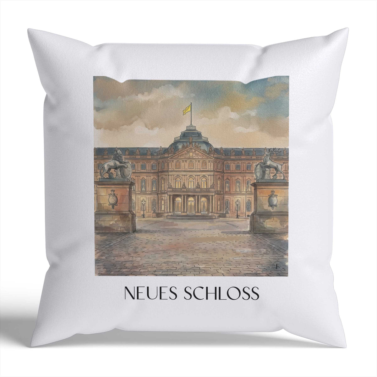 neues-schloss-stuttgart-deutschland-kissenbezug-aquarell