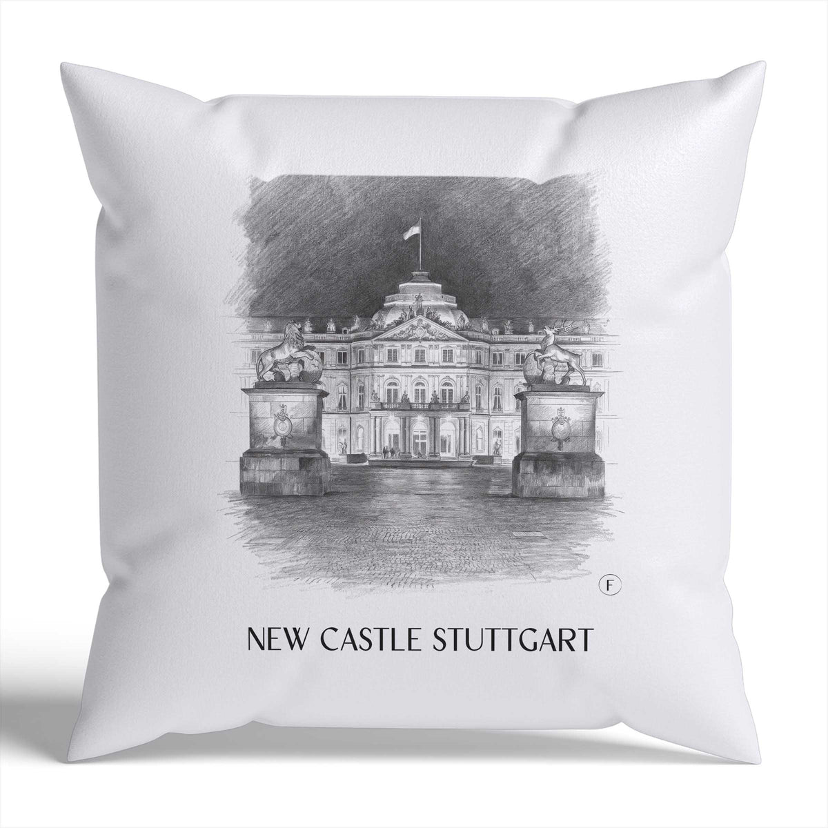 Neues Schloss Kissenhülle - Zierkissen Bezug - Stuttgart - Deutschland Kissen bzw. Kissenbezug im Zeichnung Stil - favplace