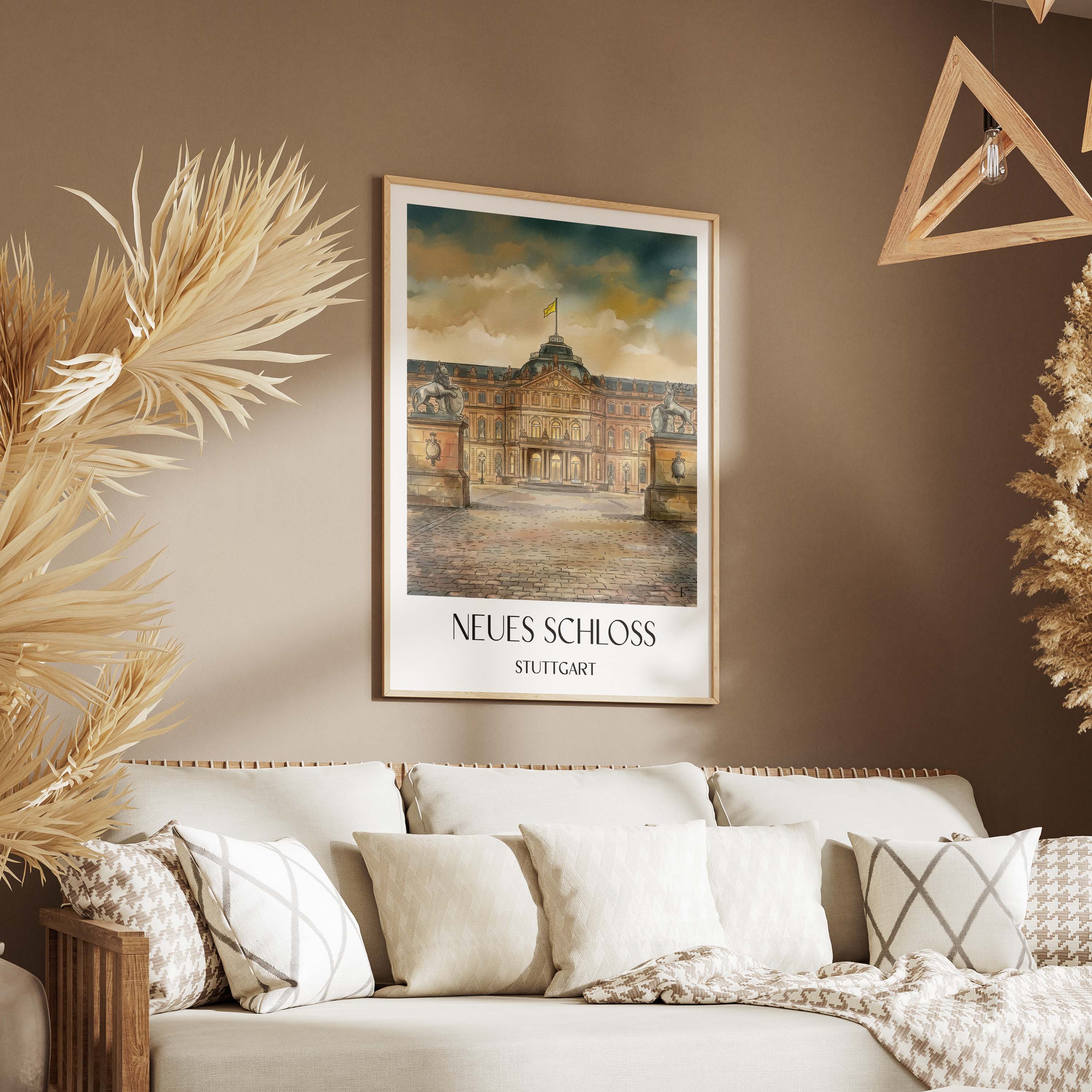 neues-schloss-stuttgart-deutschland-poster-aquarell