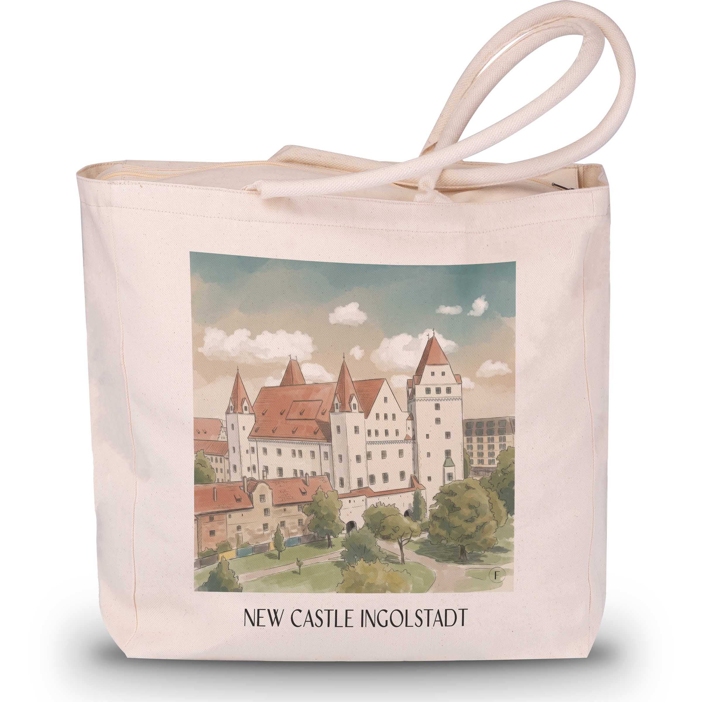 Neues Schloss Shopping Tasche - Ingolstadt - Deutschland Tote Bag - Einkaufstasche im Aquarell Stil - favplace