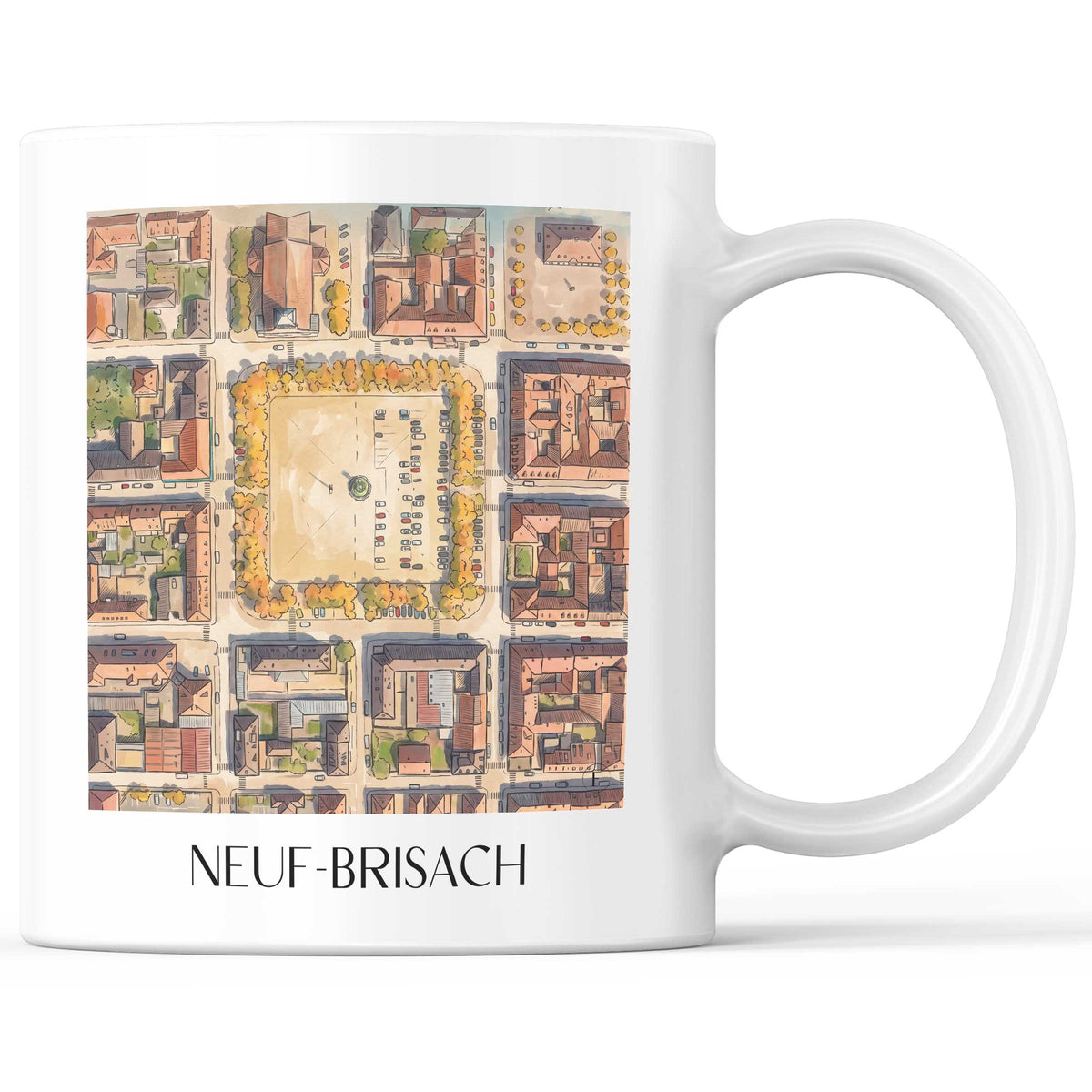 Neuf-Brisach Kaffeebecher - Haut-Rhin - Frankreich Becher - Kaffeetasse im Aquarell Stil - favplace