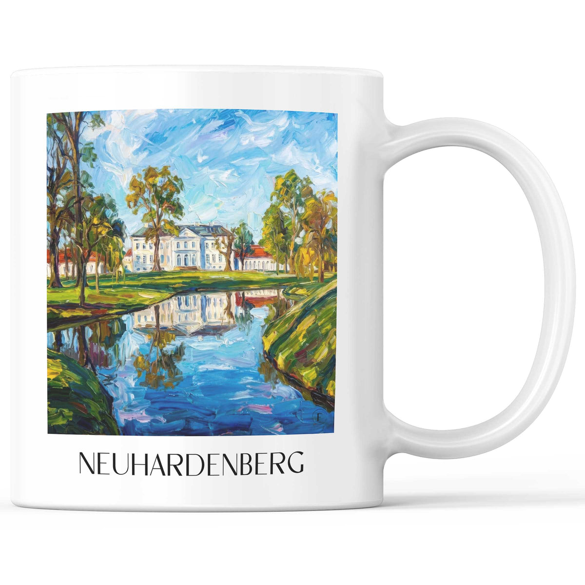Neuhardenberg Kaffeebecher - Brandenburg - Deutschland Becher - Kaffeetasse im Ölgemälde Stil - favplace