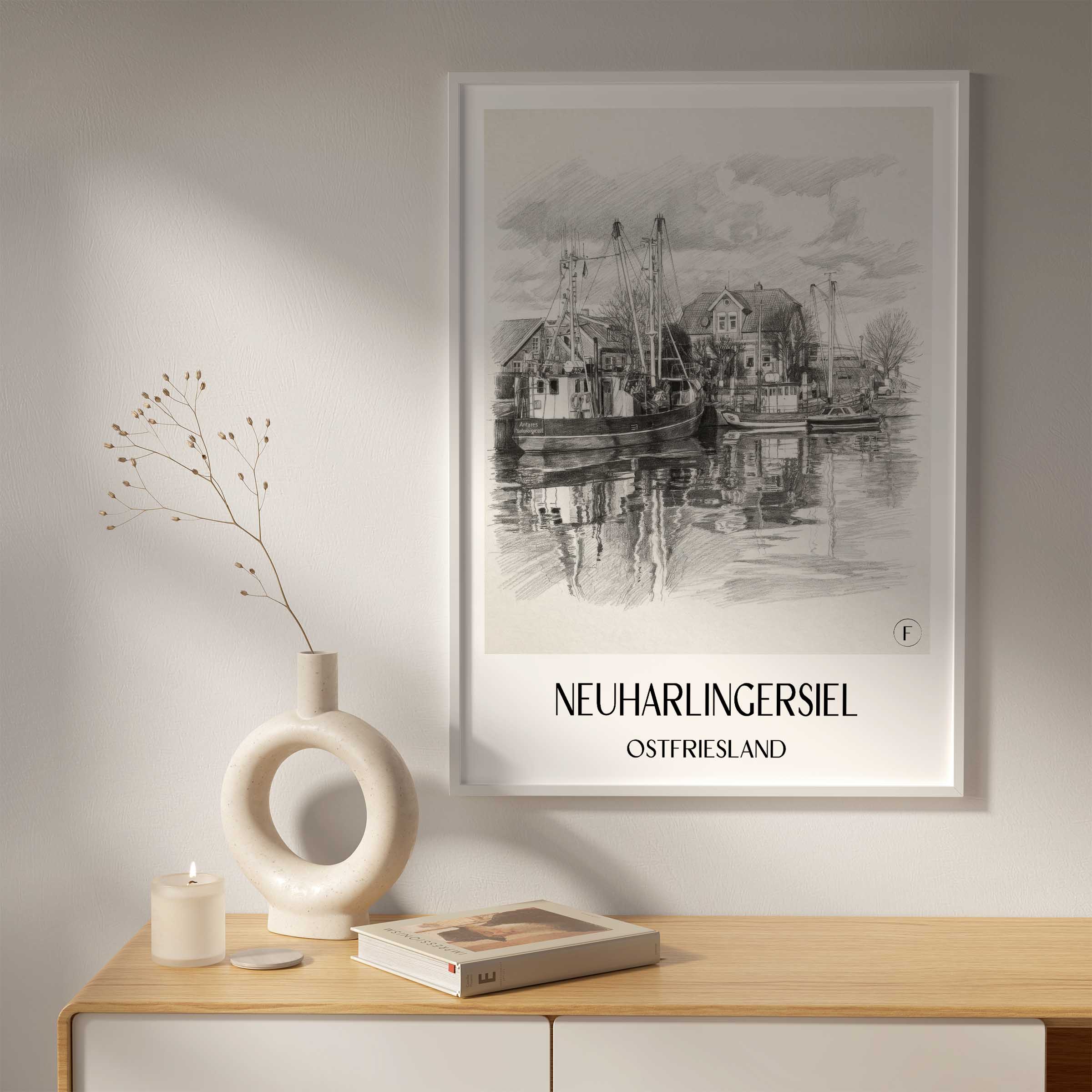 neuharlingersiel-ostfriesland-deutschland-poster-bleistift-zeichnung-drawing