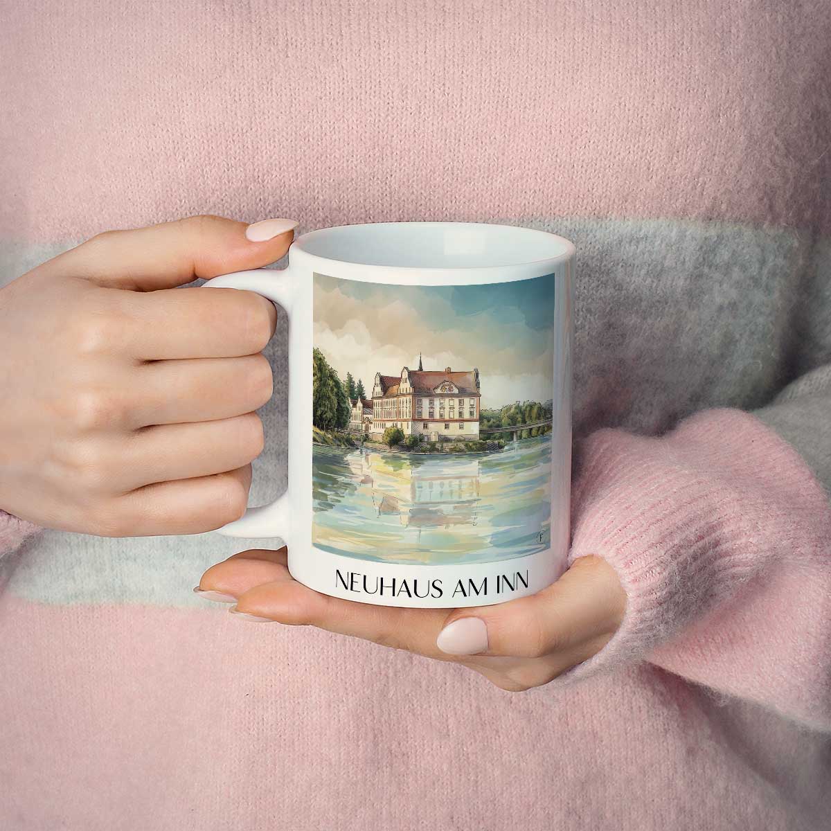 neuhaus-am-inn-bayern-deutschland-kaffeebecher-aquarell