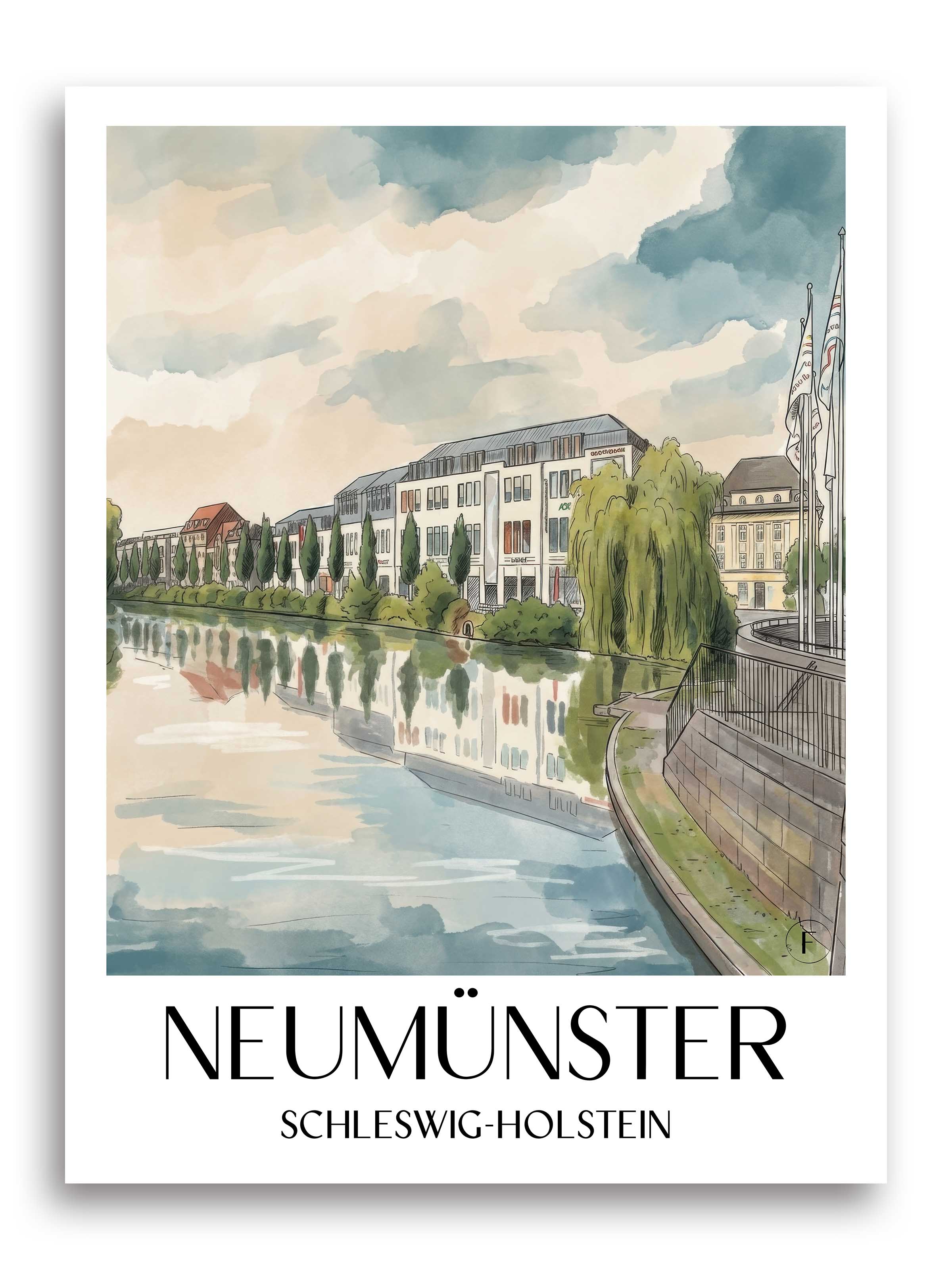 neumünster-schleswig-holstein-deutschland-poster-aquarell