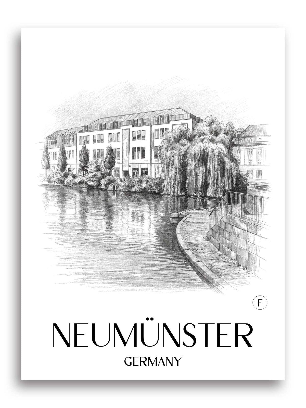 Neumünster Poster - Schleswig-Holstein - Deutschland Kunstdruck - Zeichnung von A4 bis A1 - favplace