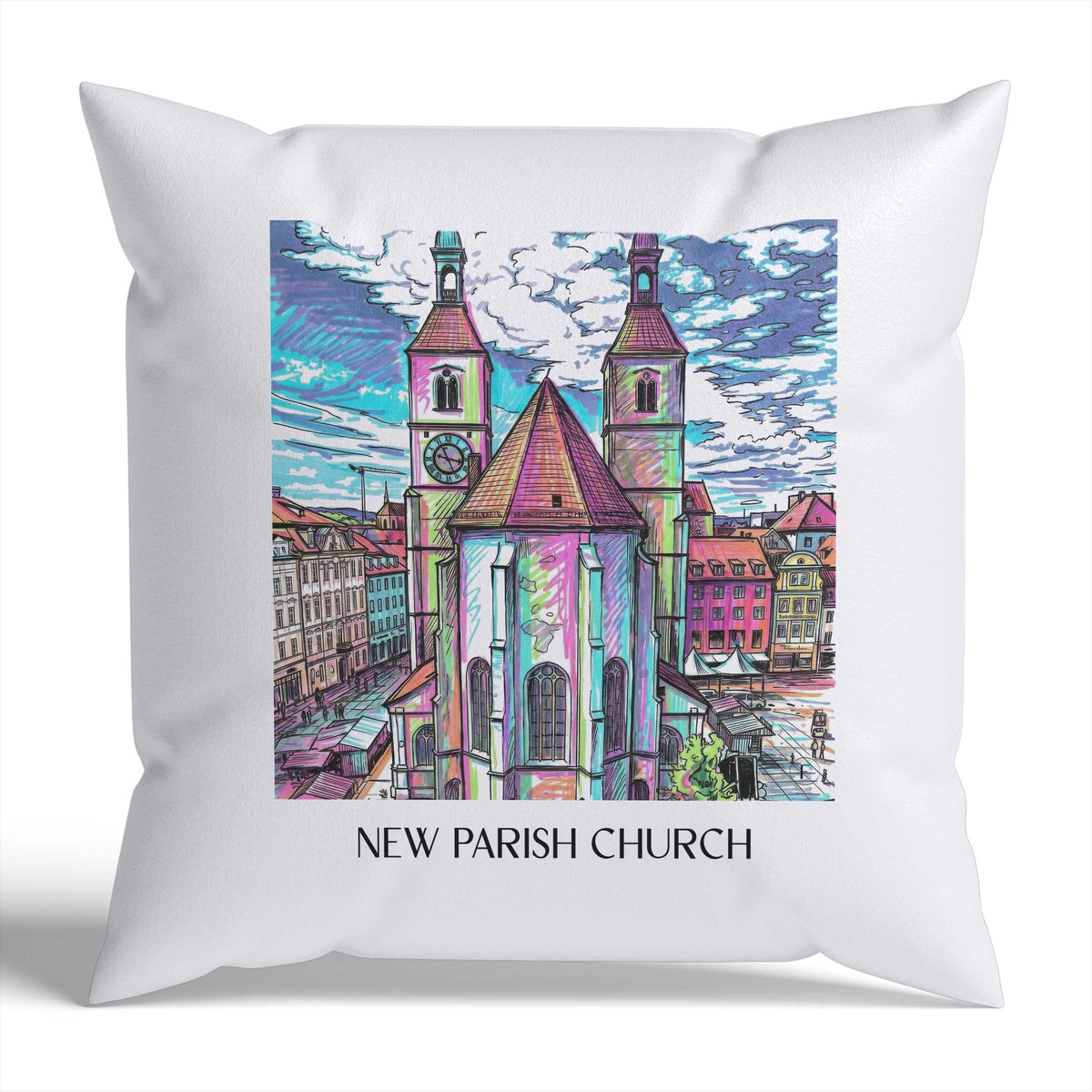 Neupfarrkirche Kissenhülle - Zierkissen Bezug - Regensburg - Deutschland Kissen bzw. Kissenbezug im Tag Graffiti Stil - favplace