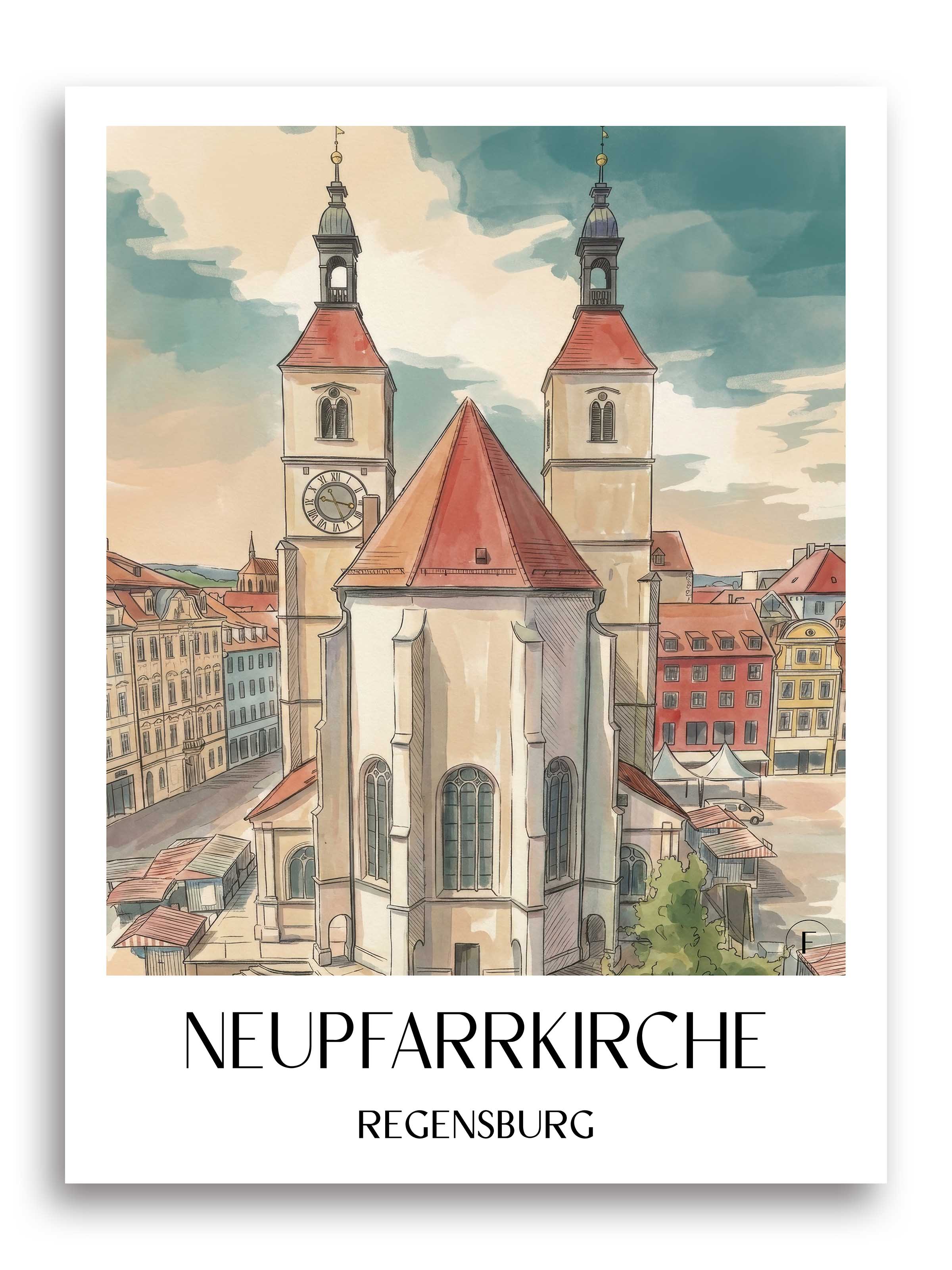 neupfarrkirche-regensburg-deutschland-poster-aquarell