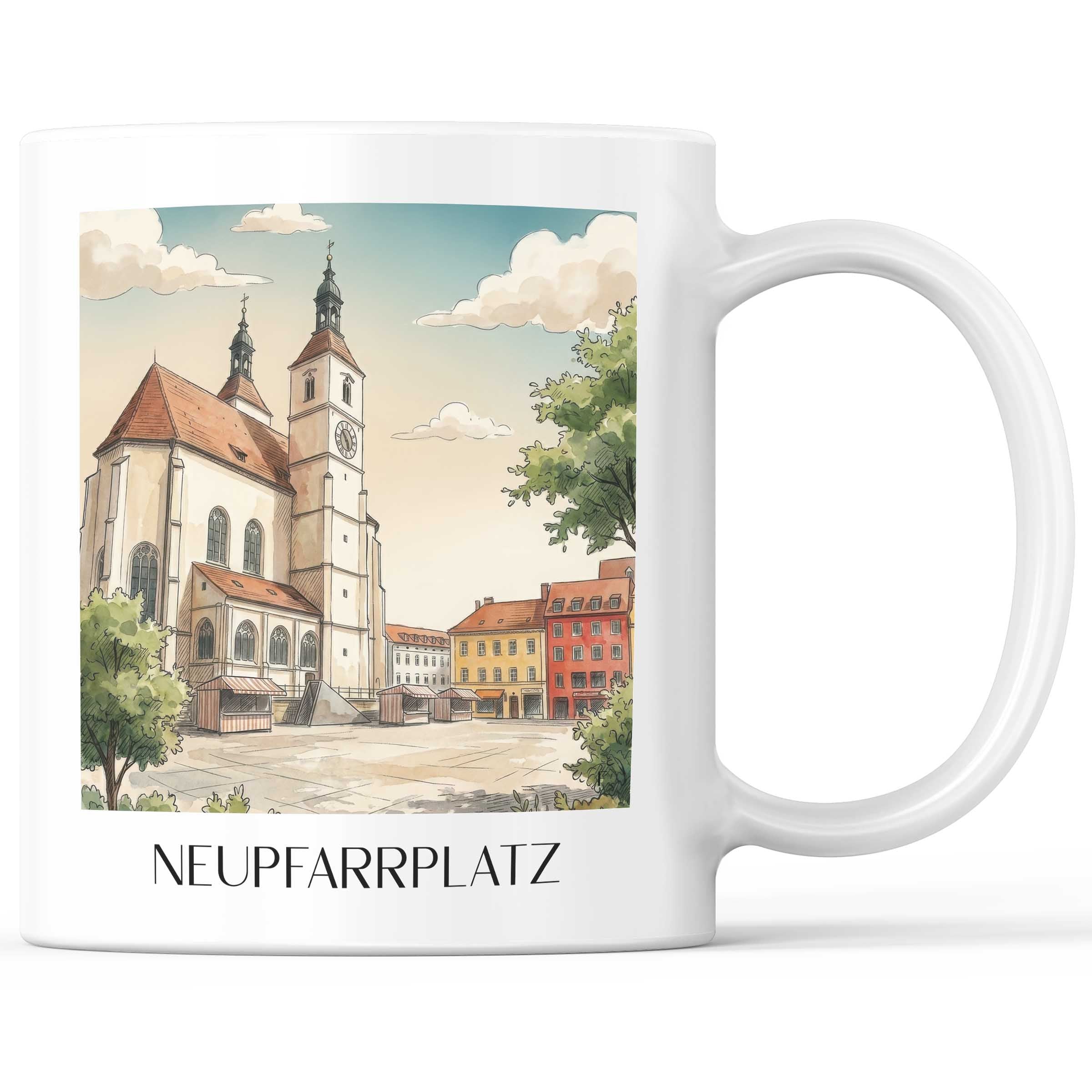 neupfarrplatz-regensburg-deutschland-kaffeebecher-aquarell
