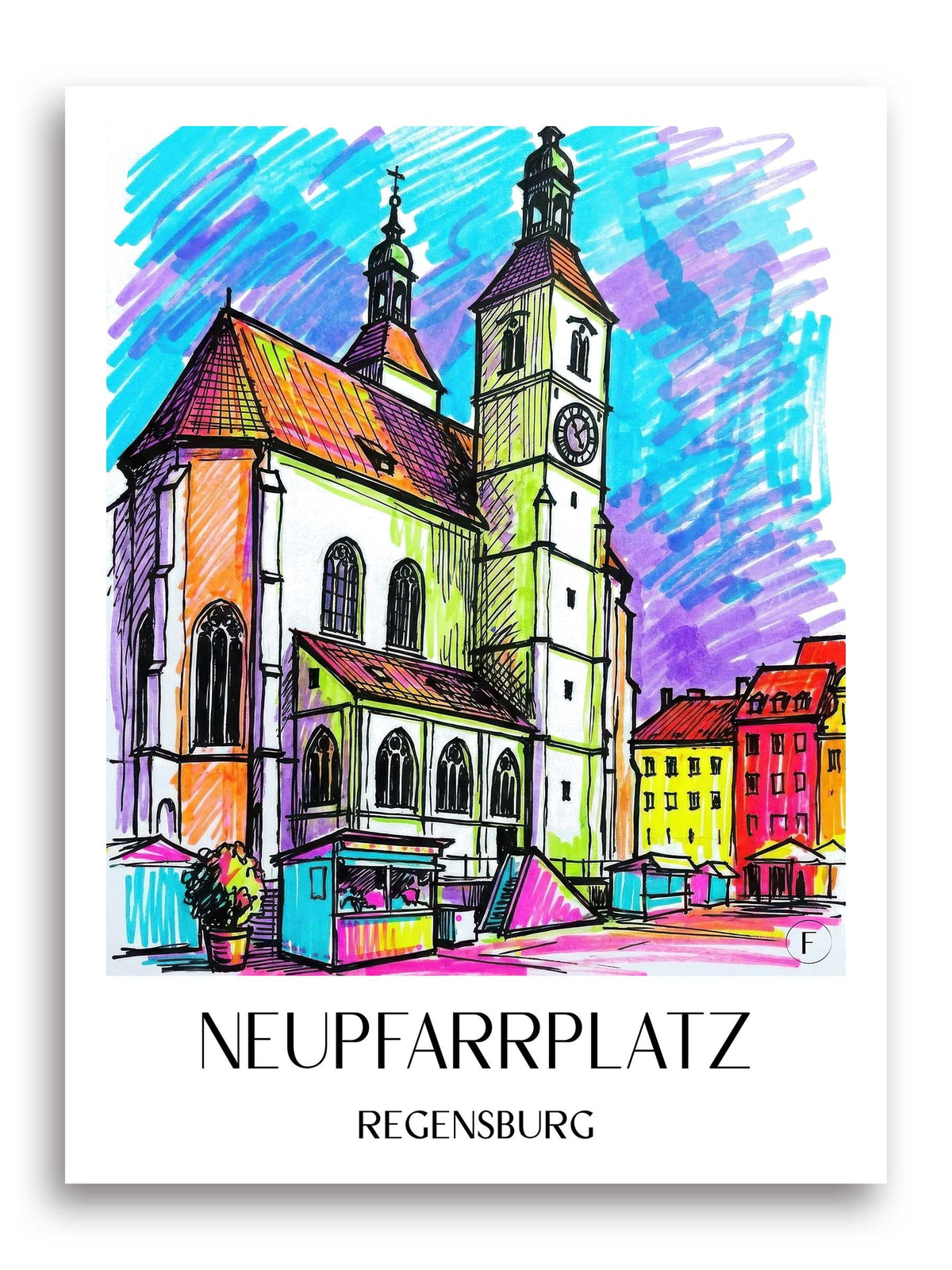 Neupfarrplatz Poster - Regensburg - Deutschland Kunstdruck - Tag Graffiti von A4 bis A1 - favplace