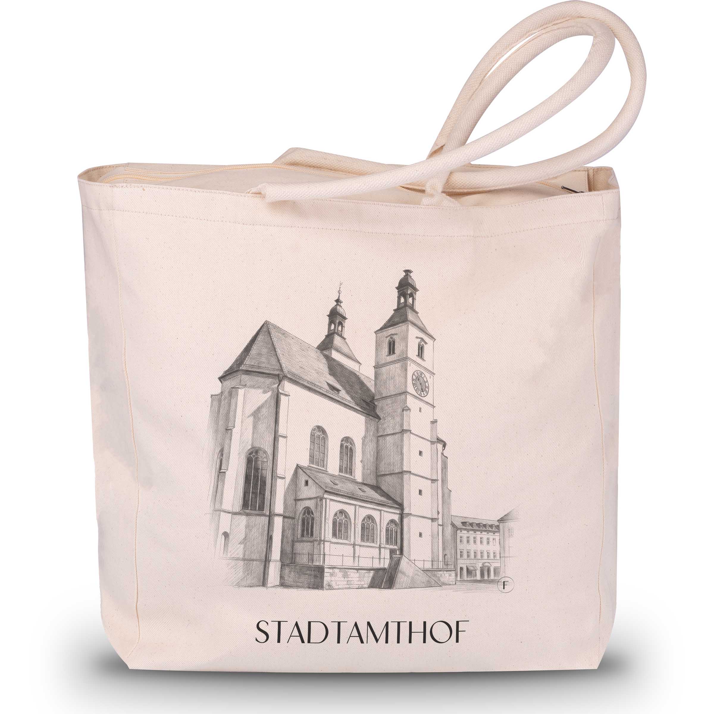 Neupfarrplatz Shopping Tasche - Regensburg - Deutschland Tote Bag - Einkaufstasche im Zeichnung Stil - favplace
