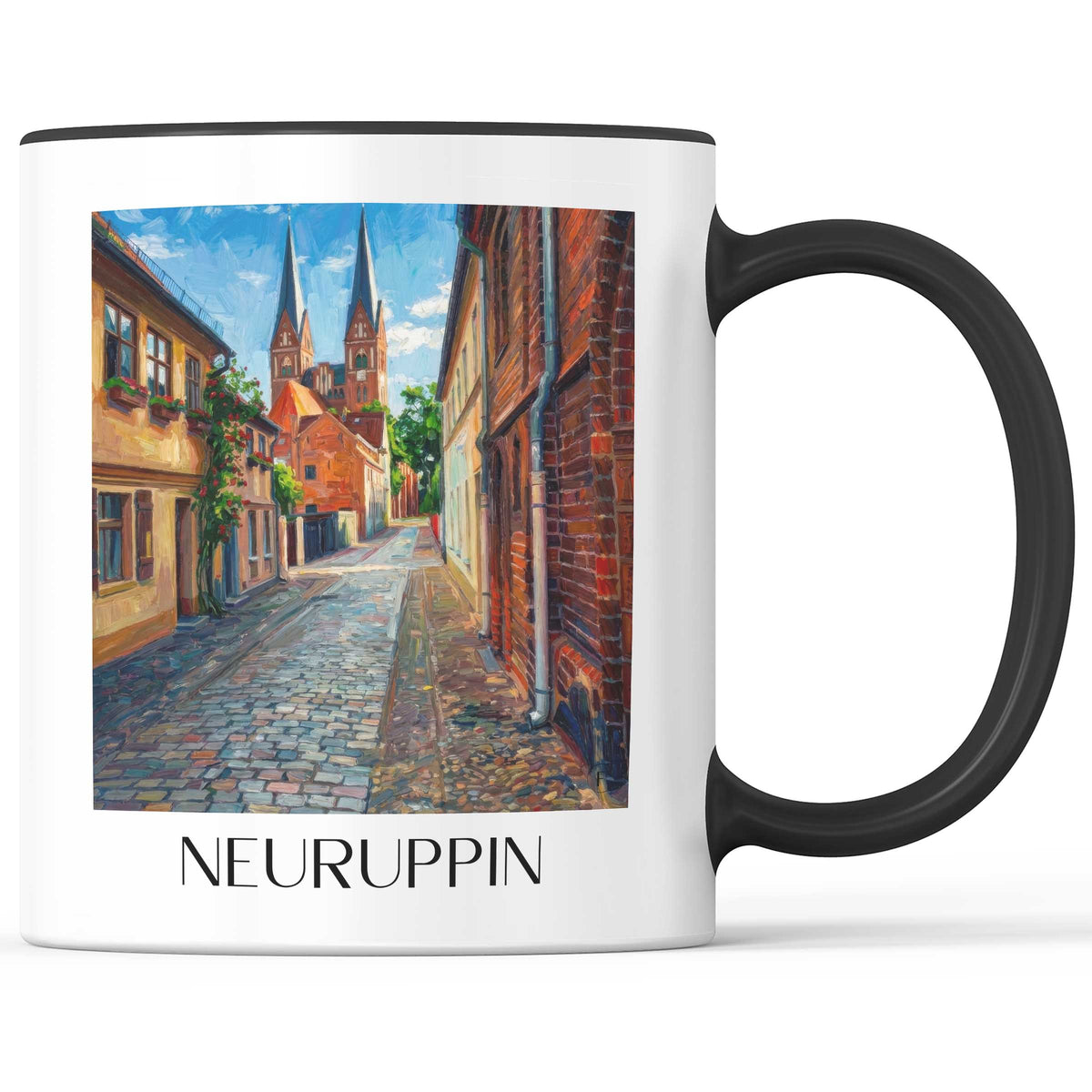 Neuruppin Kaffeebecher - Brandenburg - Deutschland Becher - Kaffeetasse im Ölgemälde Stil - favplace