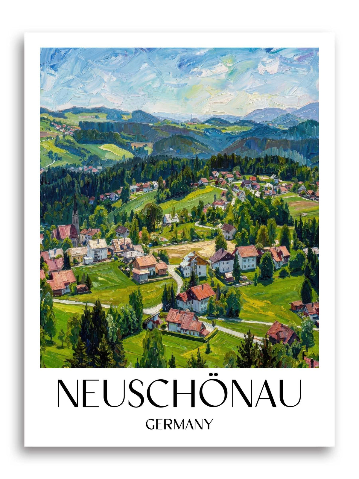 Neuschönau Poster - Bayerischer Wald - Deutschland Kunstdruck - Ölgemälde von A4 bis A1 - favplace