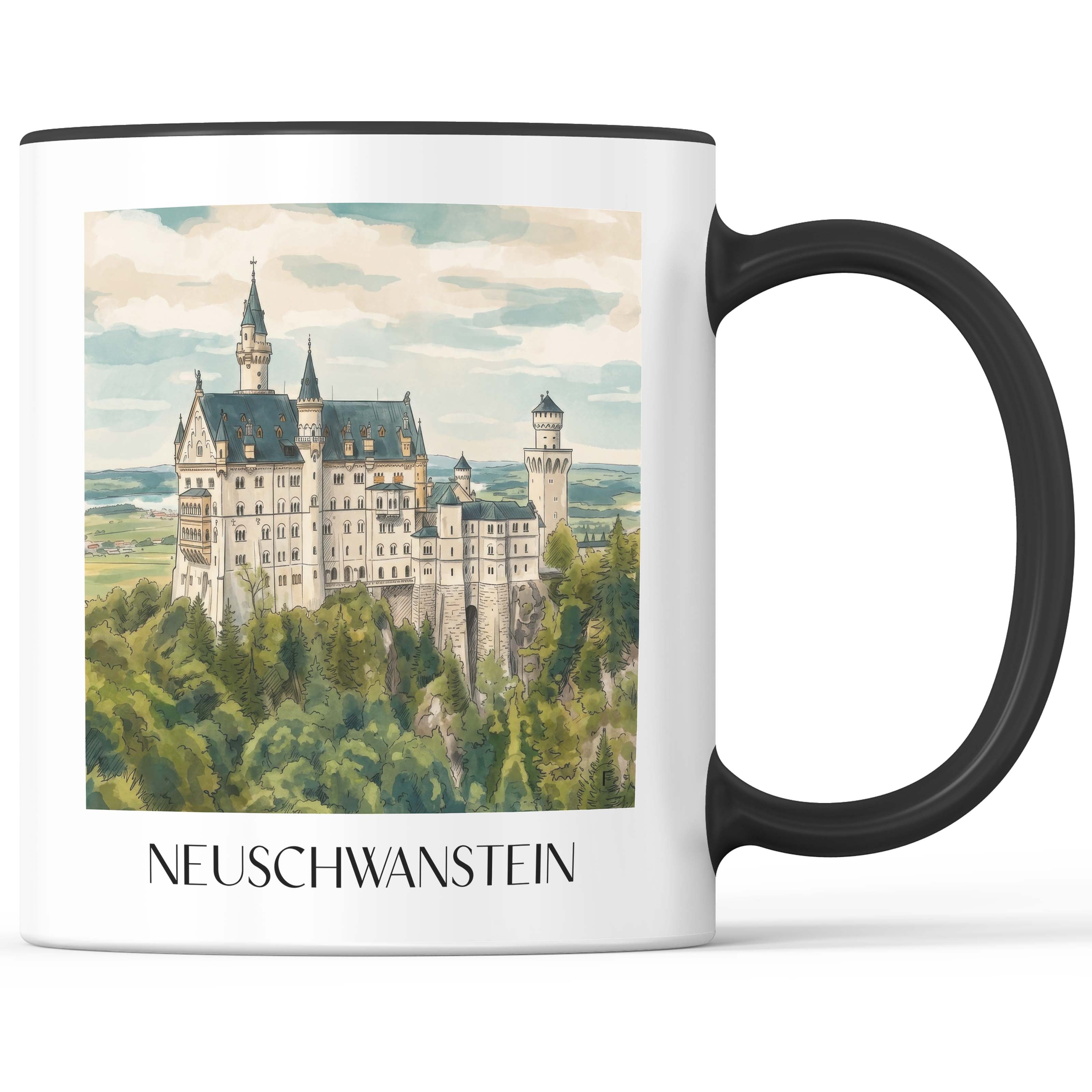 Neuschwanstein - Deutschland Becher - Kaffeetasse im Aquarell Stil - favplace