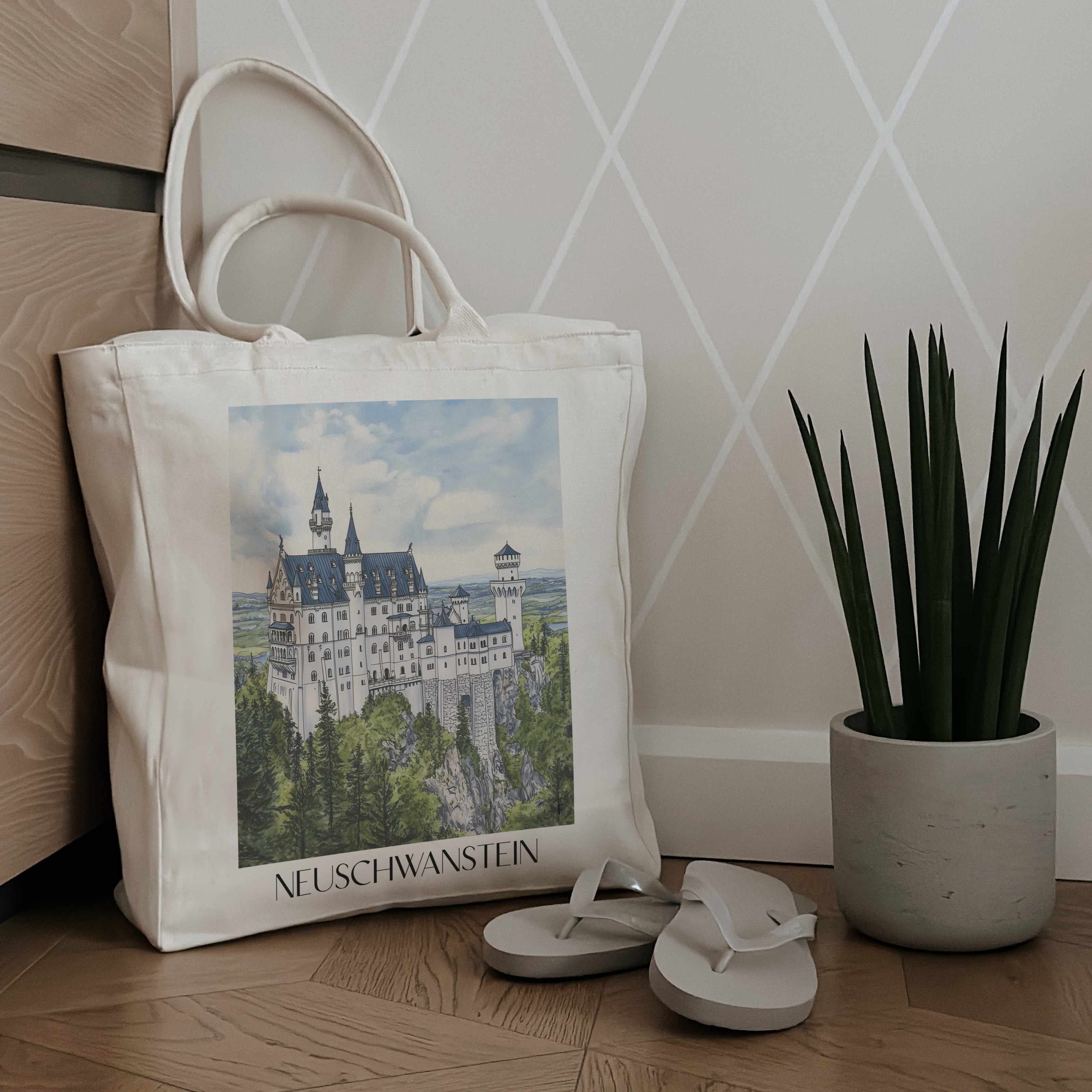 neuschwanstein-deutschland-einkaufstasche-aquarell