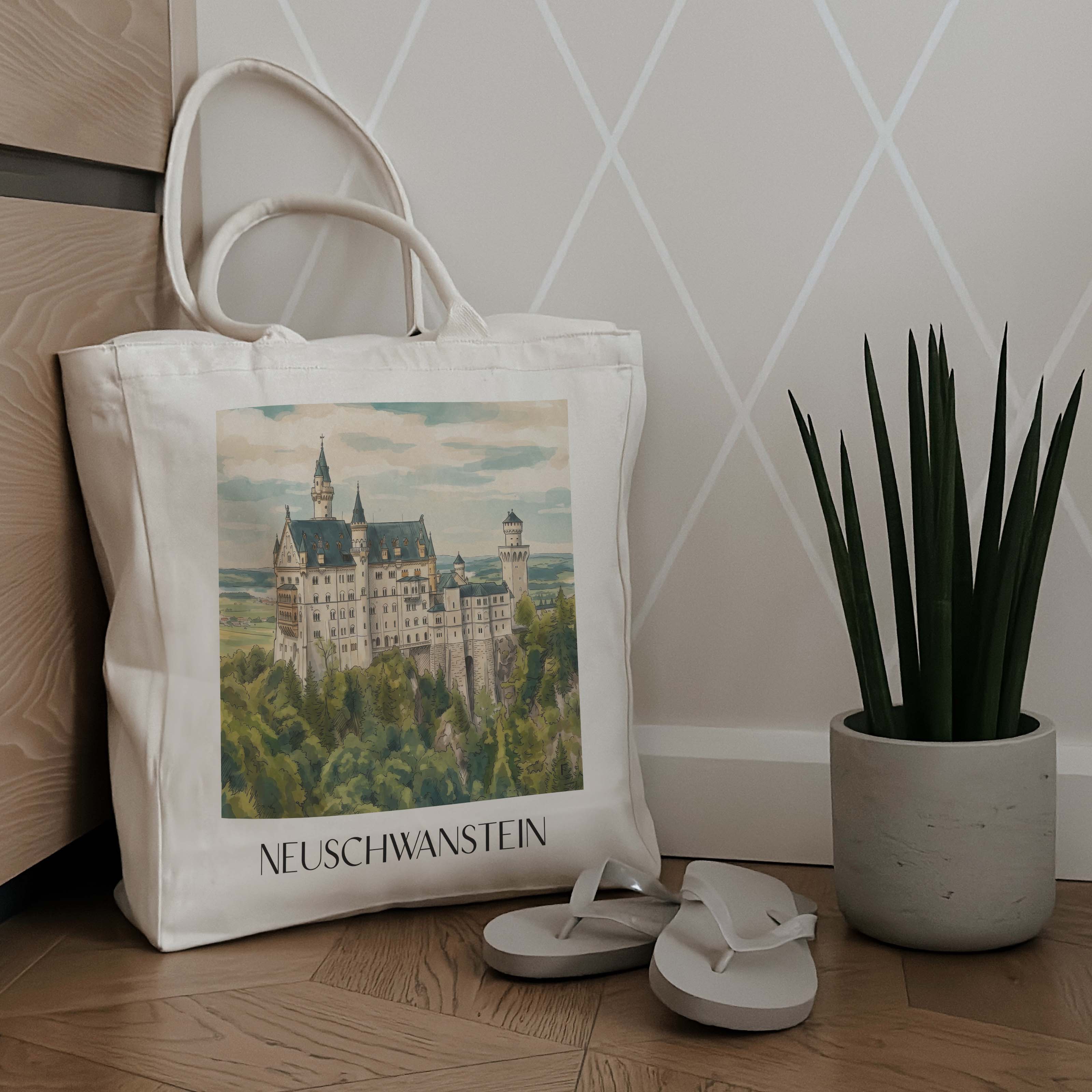 neuschwanstein-deutschland-einkaufstasche-aquarell