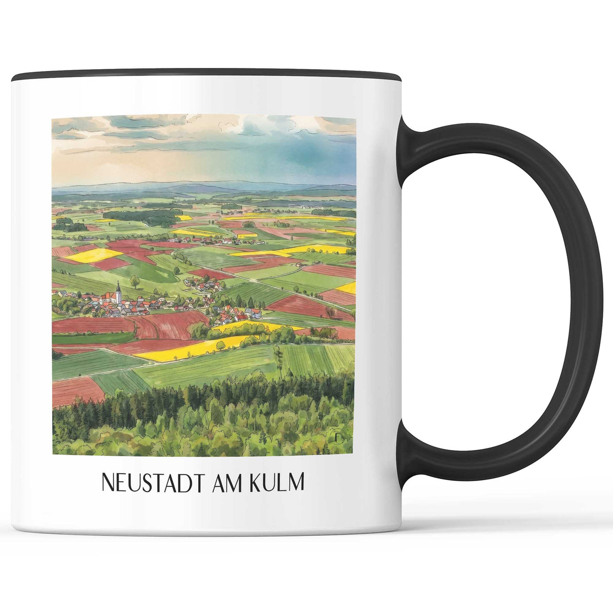 Neustadt am Kulm Kaffeebecher - Oberpfälzer Hügelland - Deutschland Becher - Kaffeetasse im Aquarell Stil - favplace