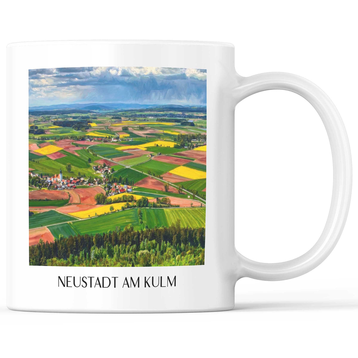 Neustadt am Kulm Kaffeebecher - Oberpfälzer Hügelland - Deutschland Becher - Kaffeetasse im Ölgemälde Stil - favplace