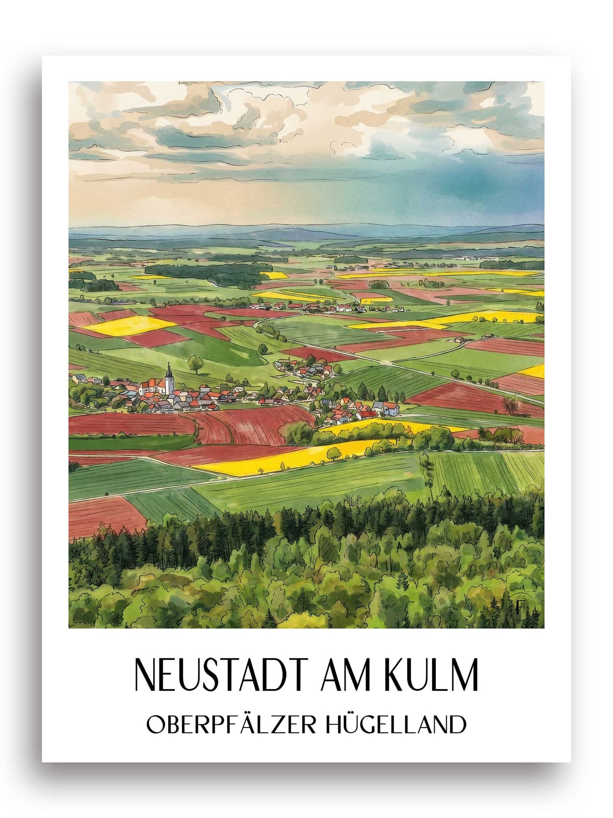 neustadt-am-kulm-oberpfälzer-hügelland-deutschland-poster-aquarell