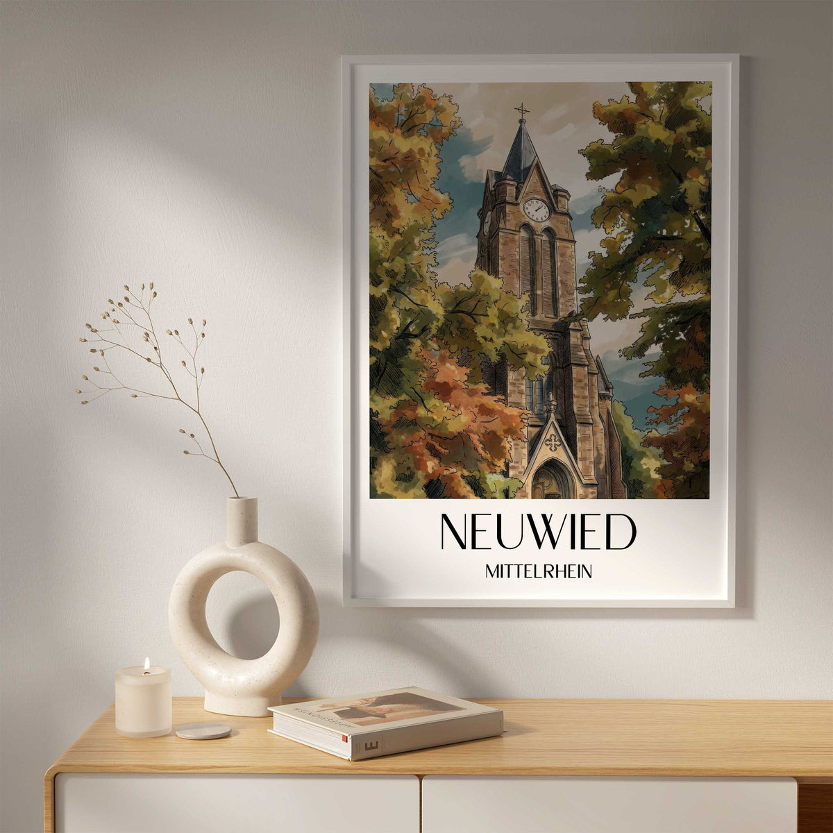 neuwied-mittelrhein-deutschland-poster-aquarell