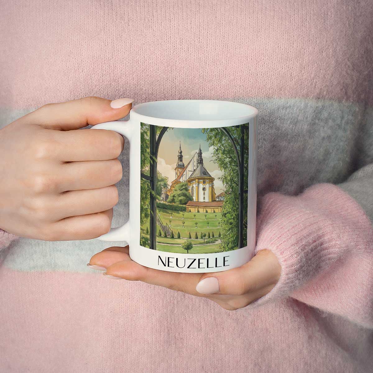 neuzelle-brandenburg-deutschland-kaffeebecher-aquarell