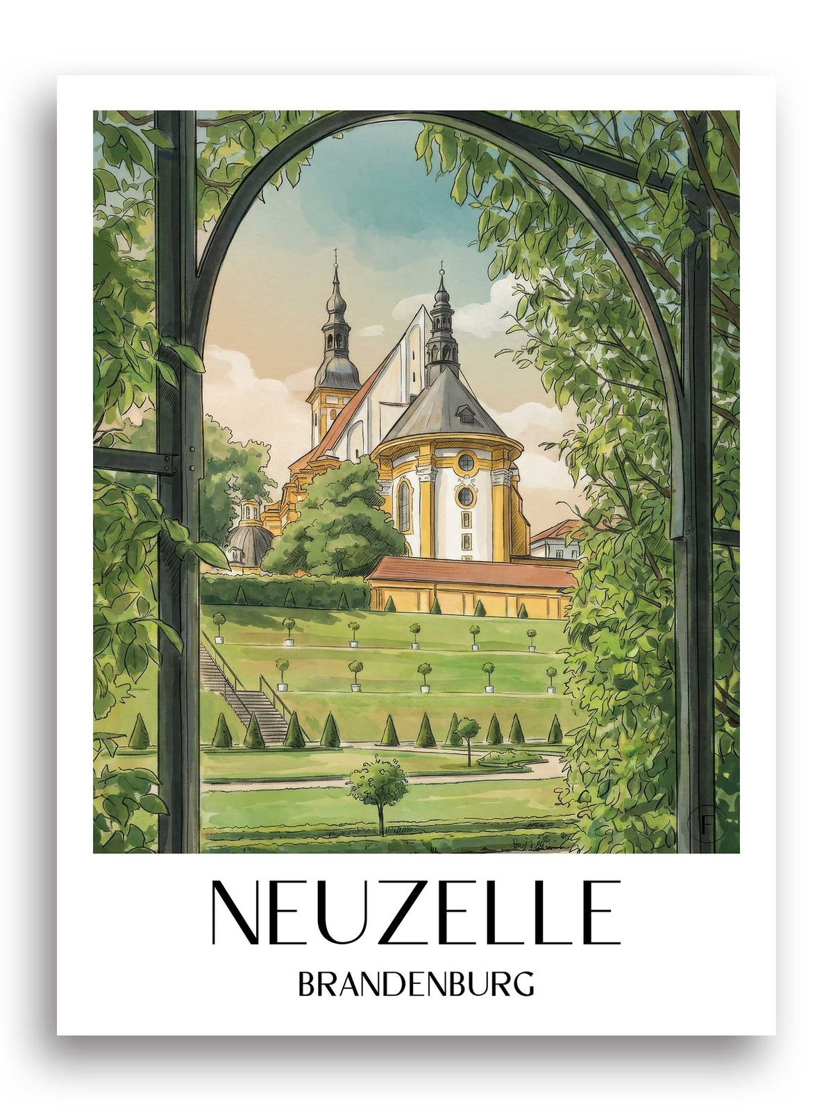 neuzelle-brandenburg-deutschland-poster-aquarell