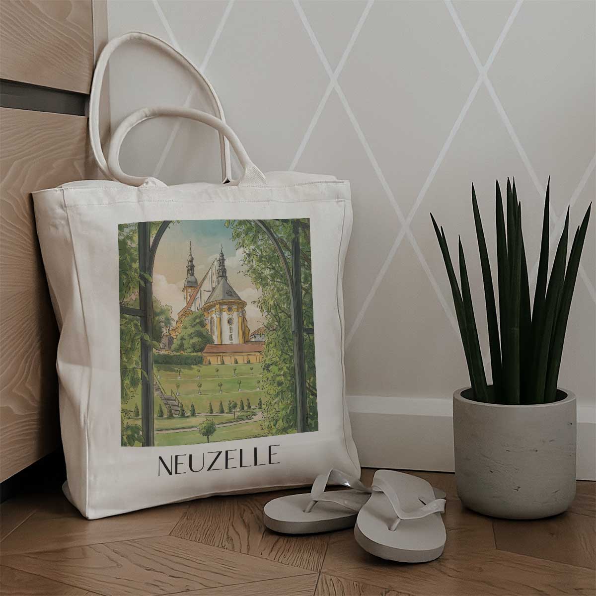 neuzelle-brandenburg-deutschland-einkaufstasche-aquarell