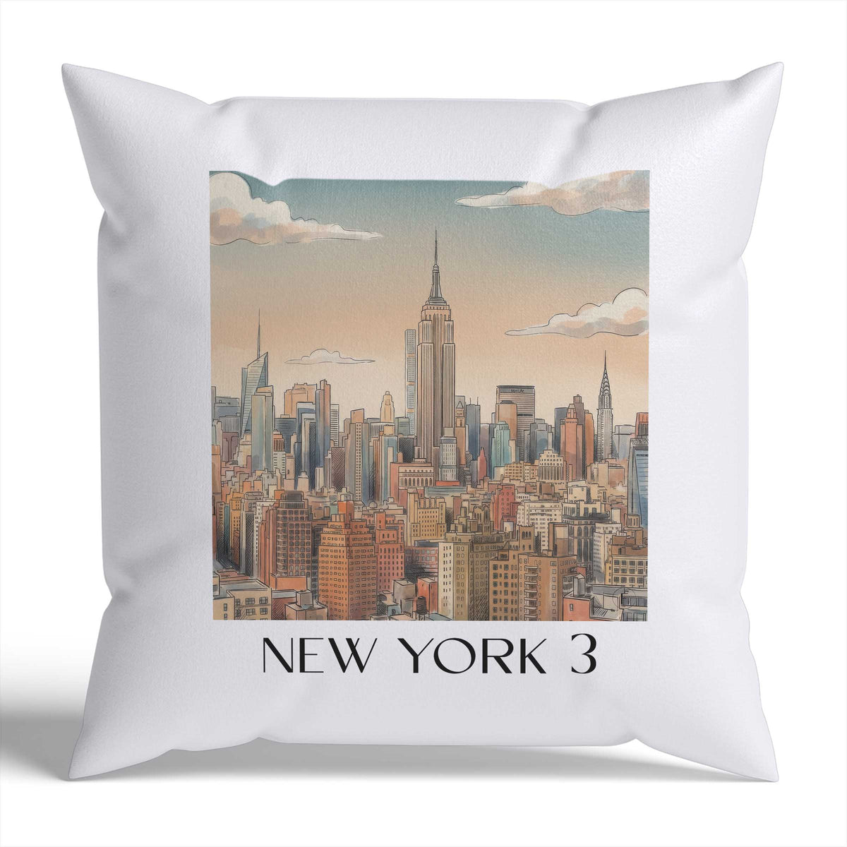 New York 3 Kissenhülle - Zierkissen Bezug - USA - USA Kissen bzw. Kissenbezug im Aquarell Stil - favplace