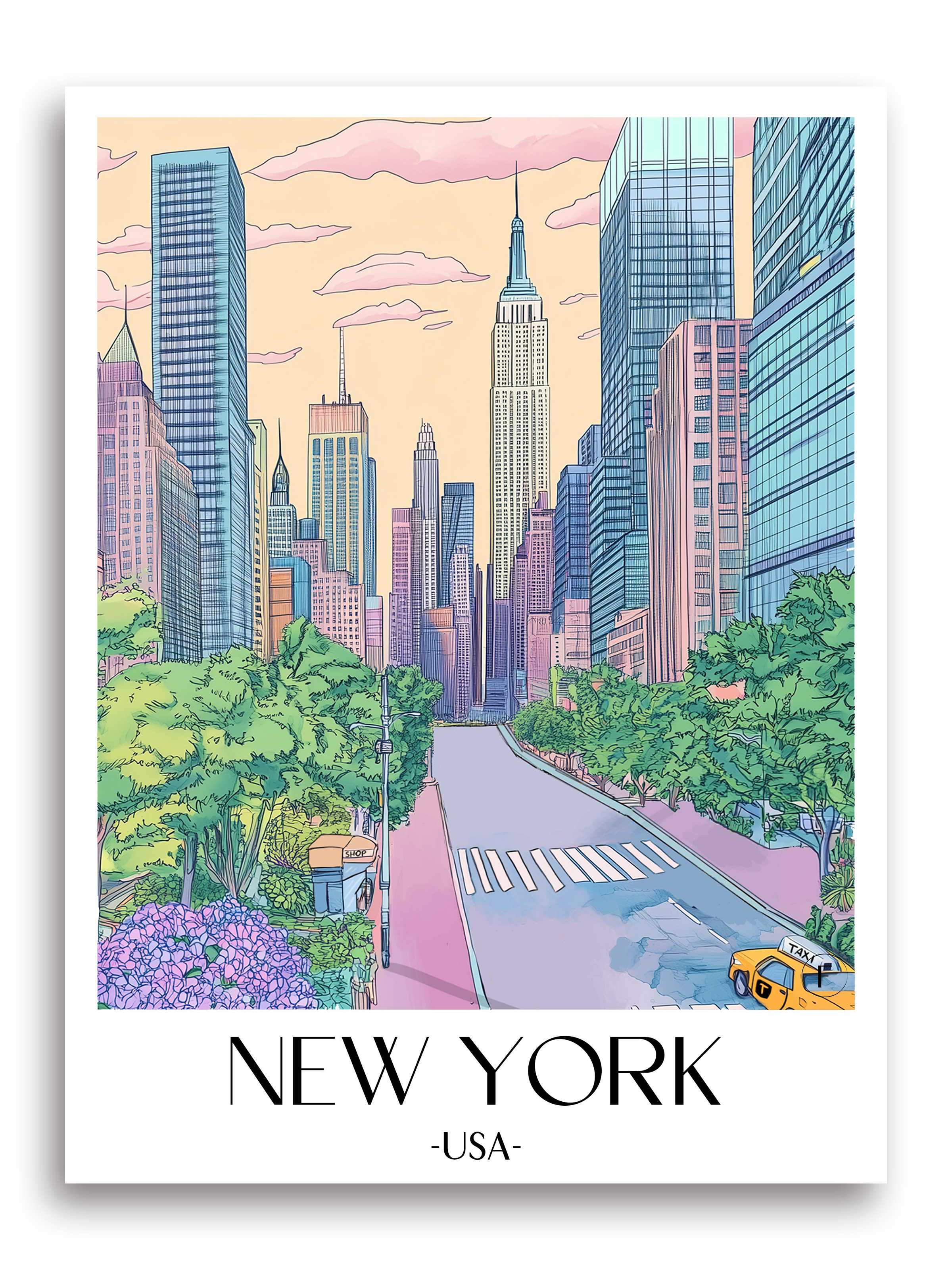 new-york-3-usa-poster-aquarell