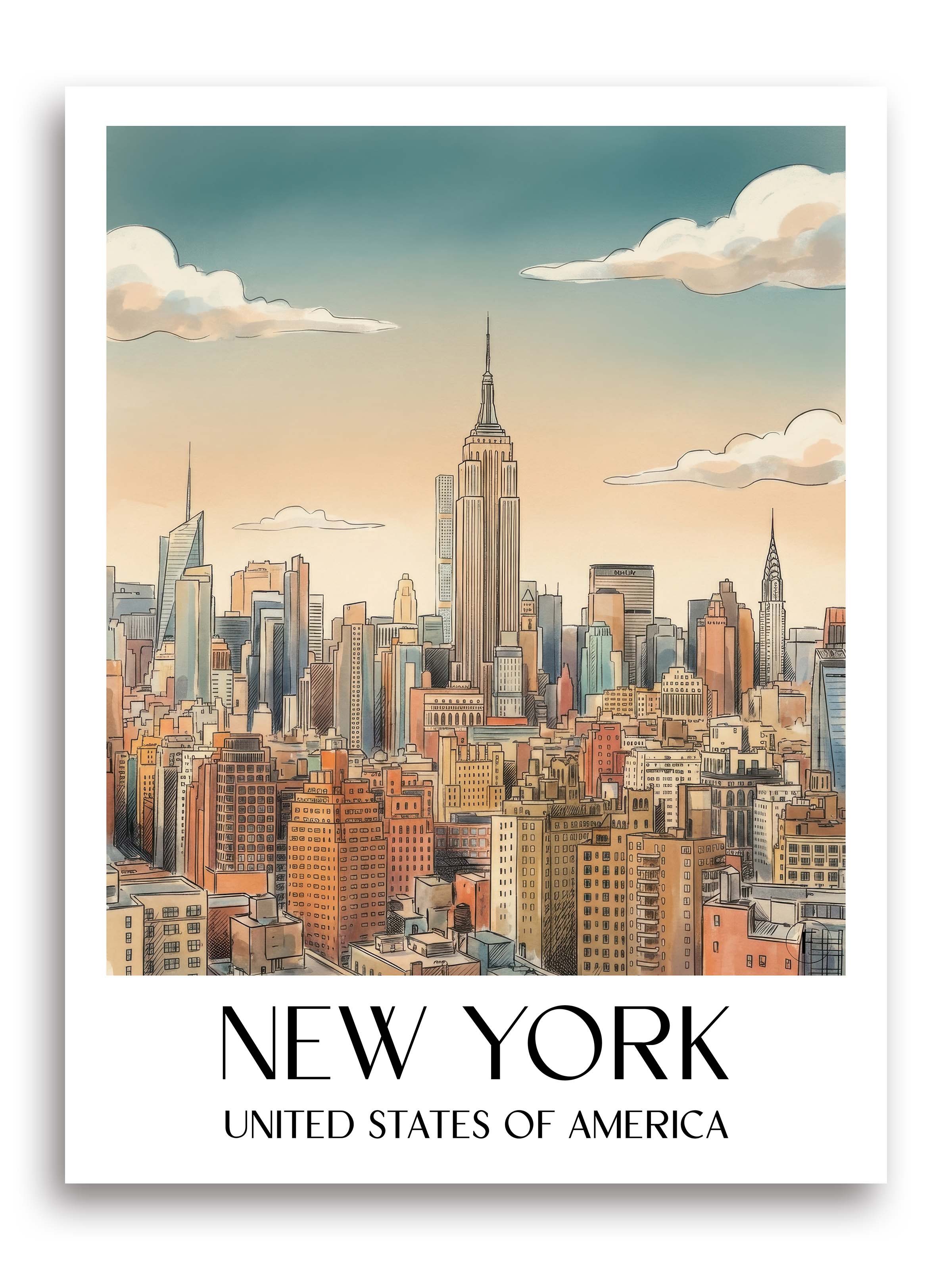 New York 3 Poster - USA Kunstdruck - Aquarell von A4 bis A1 - favplace