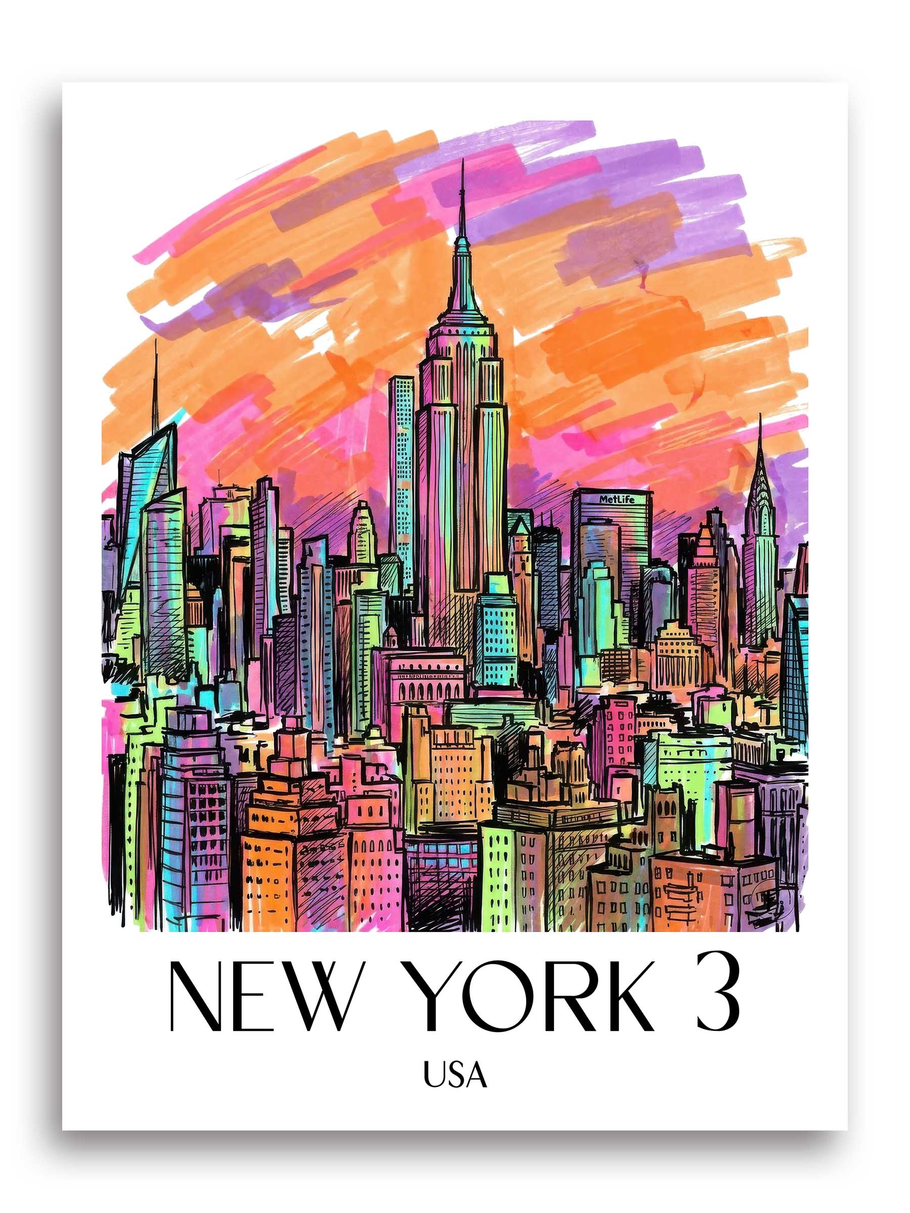 New York 3 Poster - - USA Kunstdruck - Tag Graffiti von A4 bis A1 - favplace