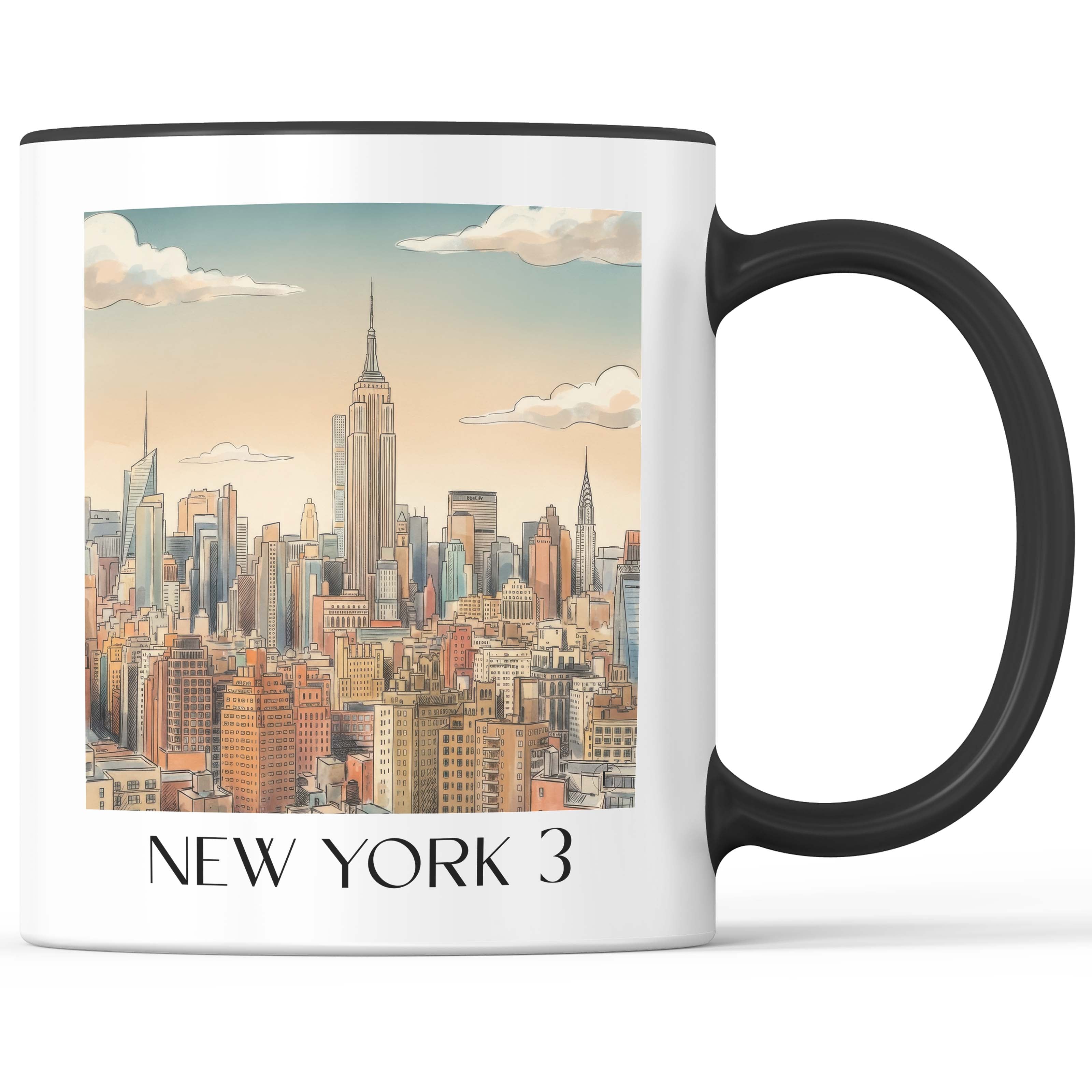 New York 3 - USA Becher - Kaffeetasse im Aquarell Stil - favplace