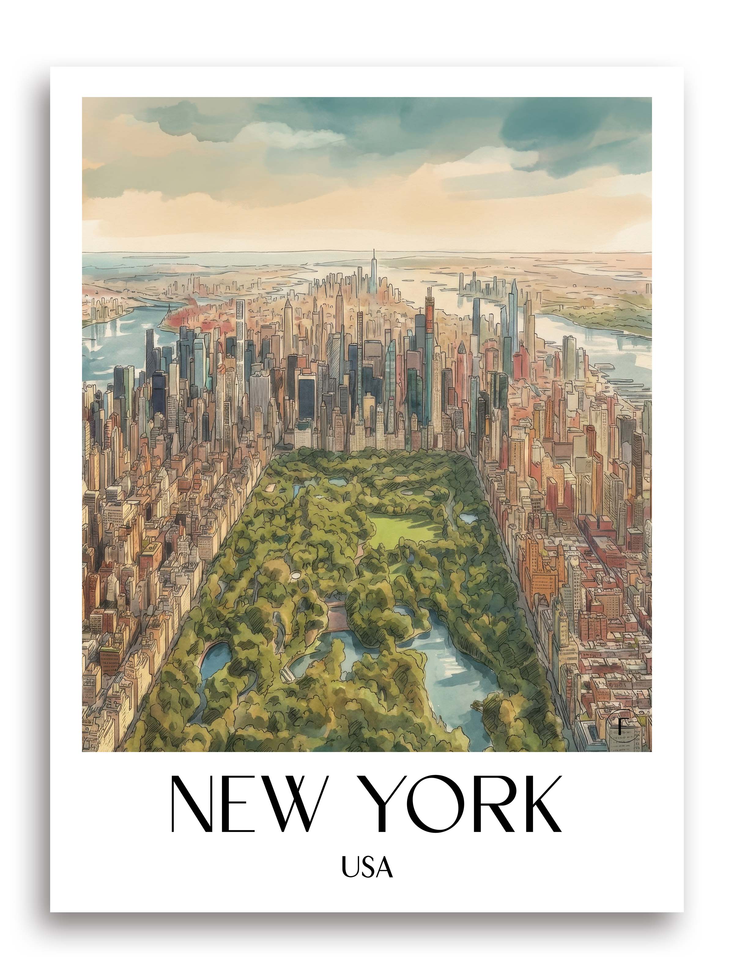New York Poster - USA - USA Kunstdruck - Aquarell von A4 bis A1 - favplace