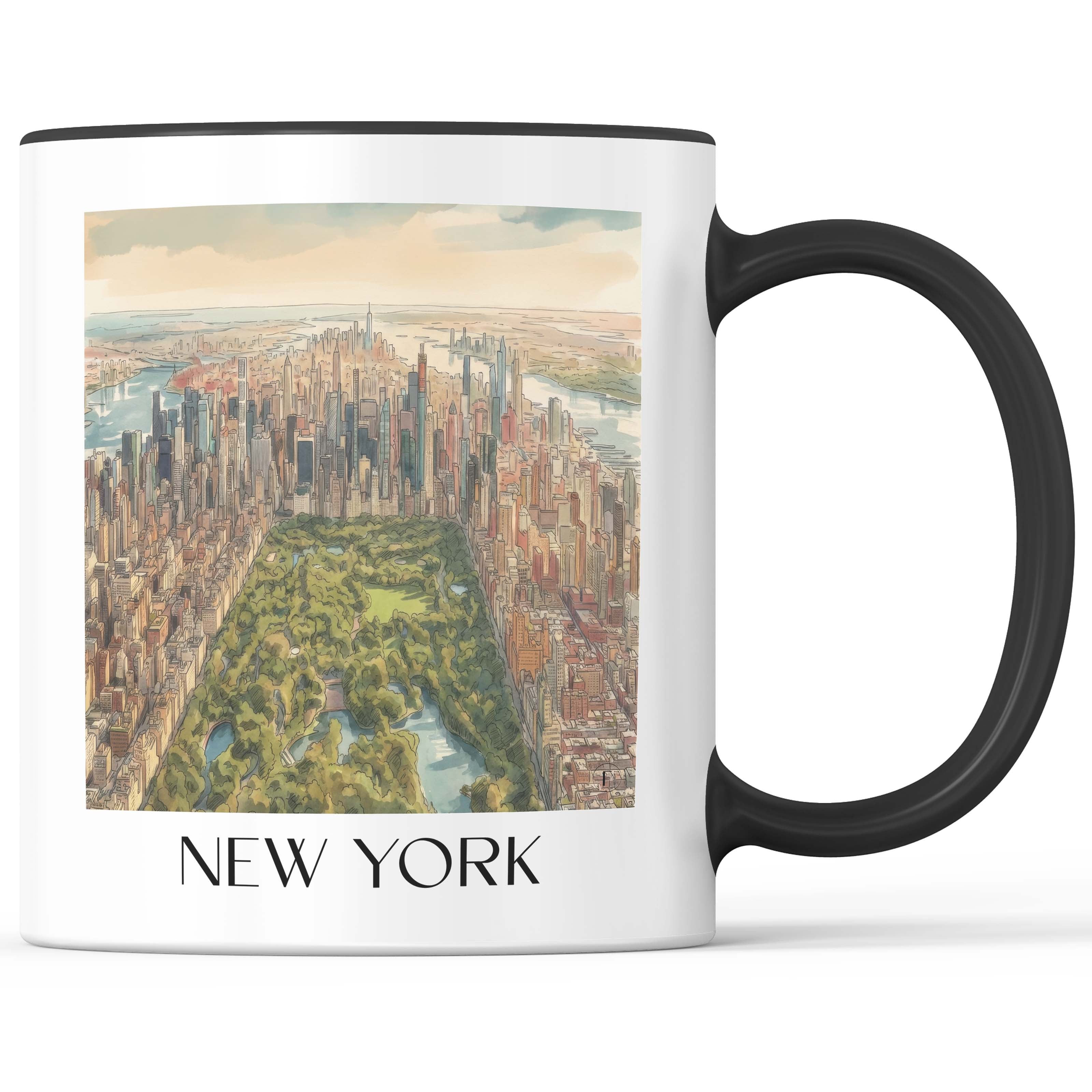 New York Kaffeebecher - USA - USA Becher - Kaffeetasse im Aquarell Stil - favplace