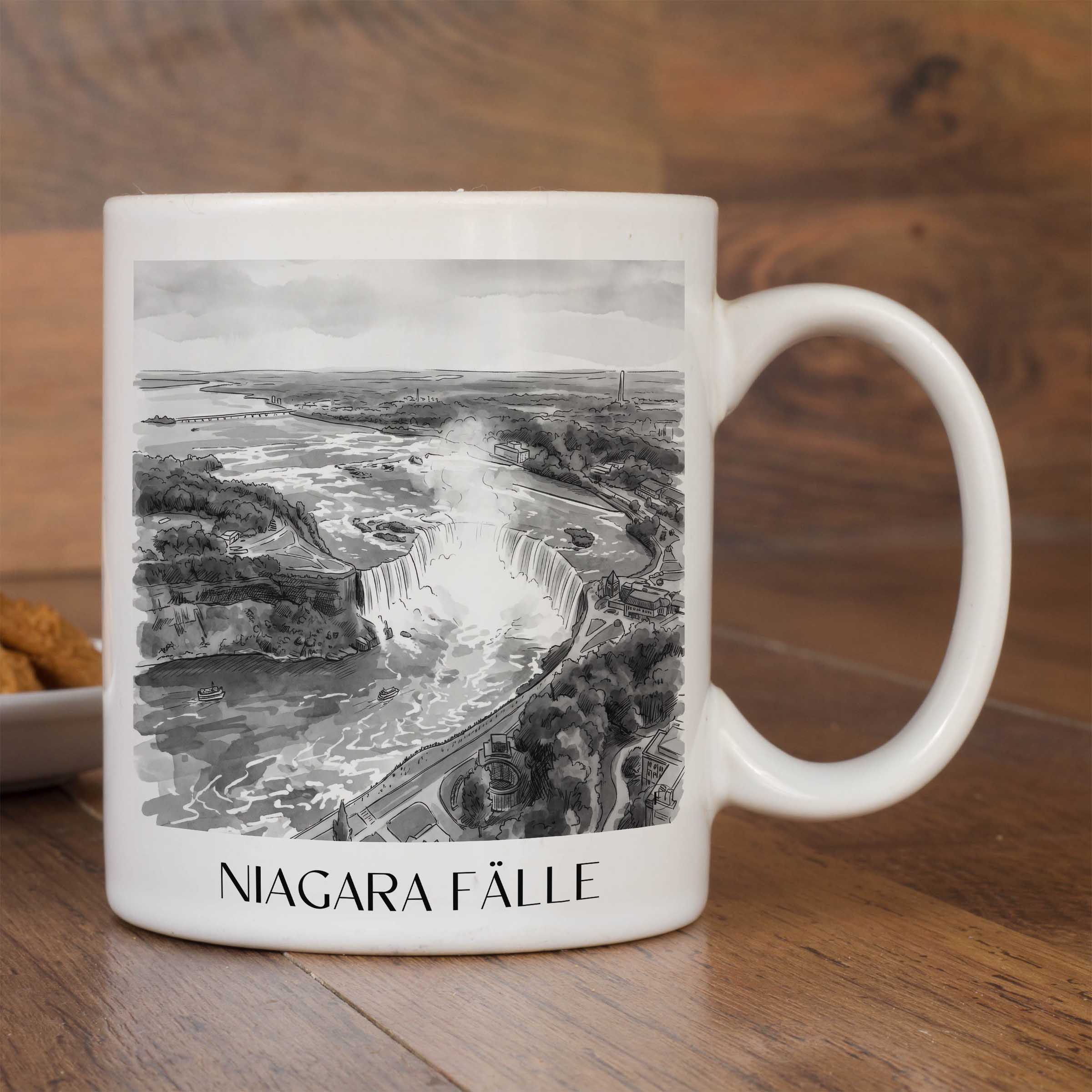 niagara-fälle-kanada/usa-kaffeebecher-aquarell-schwarz-weiss