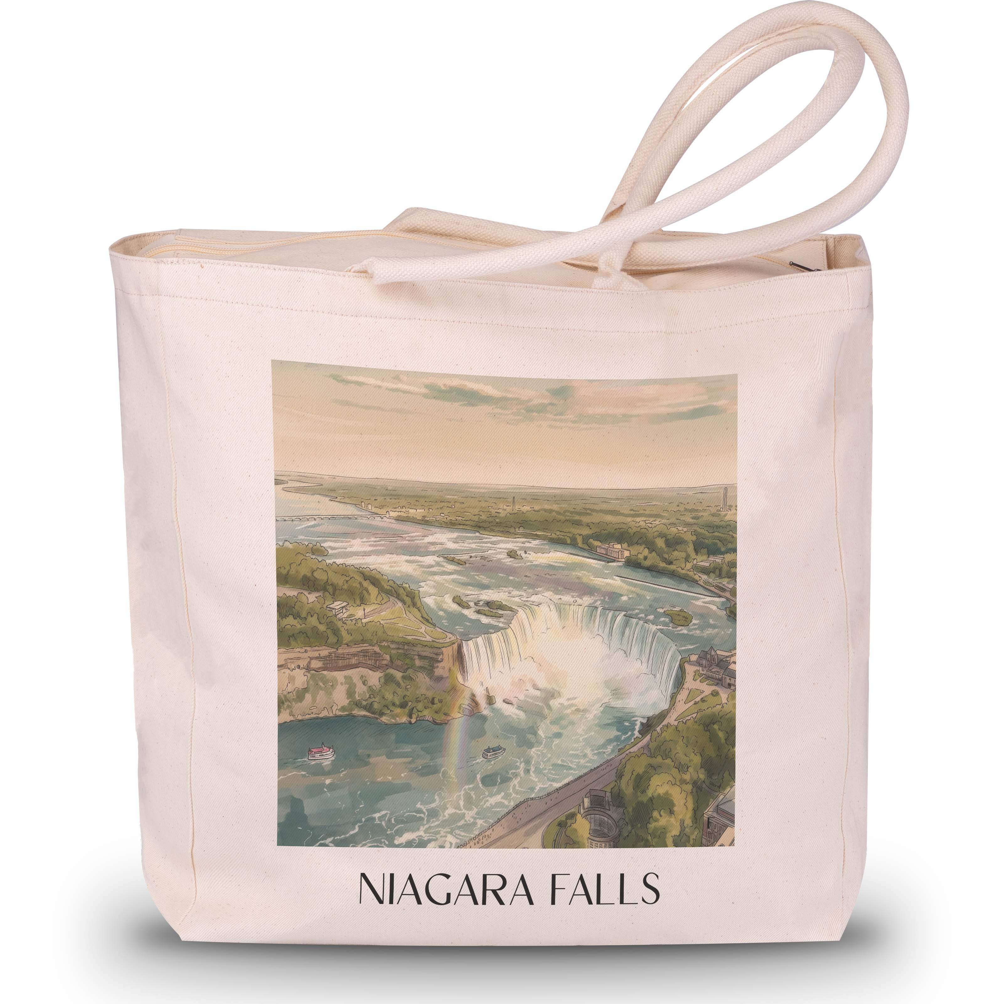 Niagara Fälle - Kanada und Vereinigte Staaten Tote Bag - Einkaufstasche im Aquarell Stil - favplace