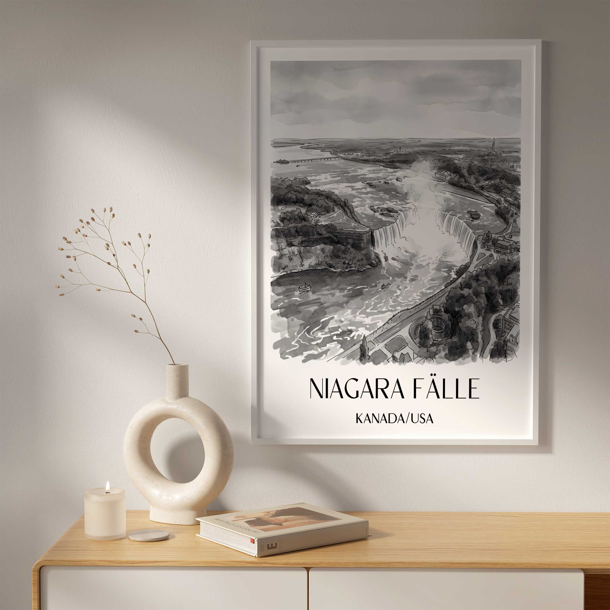 niagara-fälle-kanada/usa-poster-aquarell-schwarz-weiss