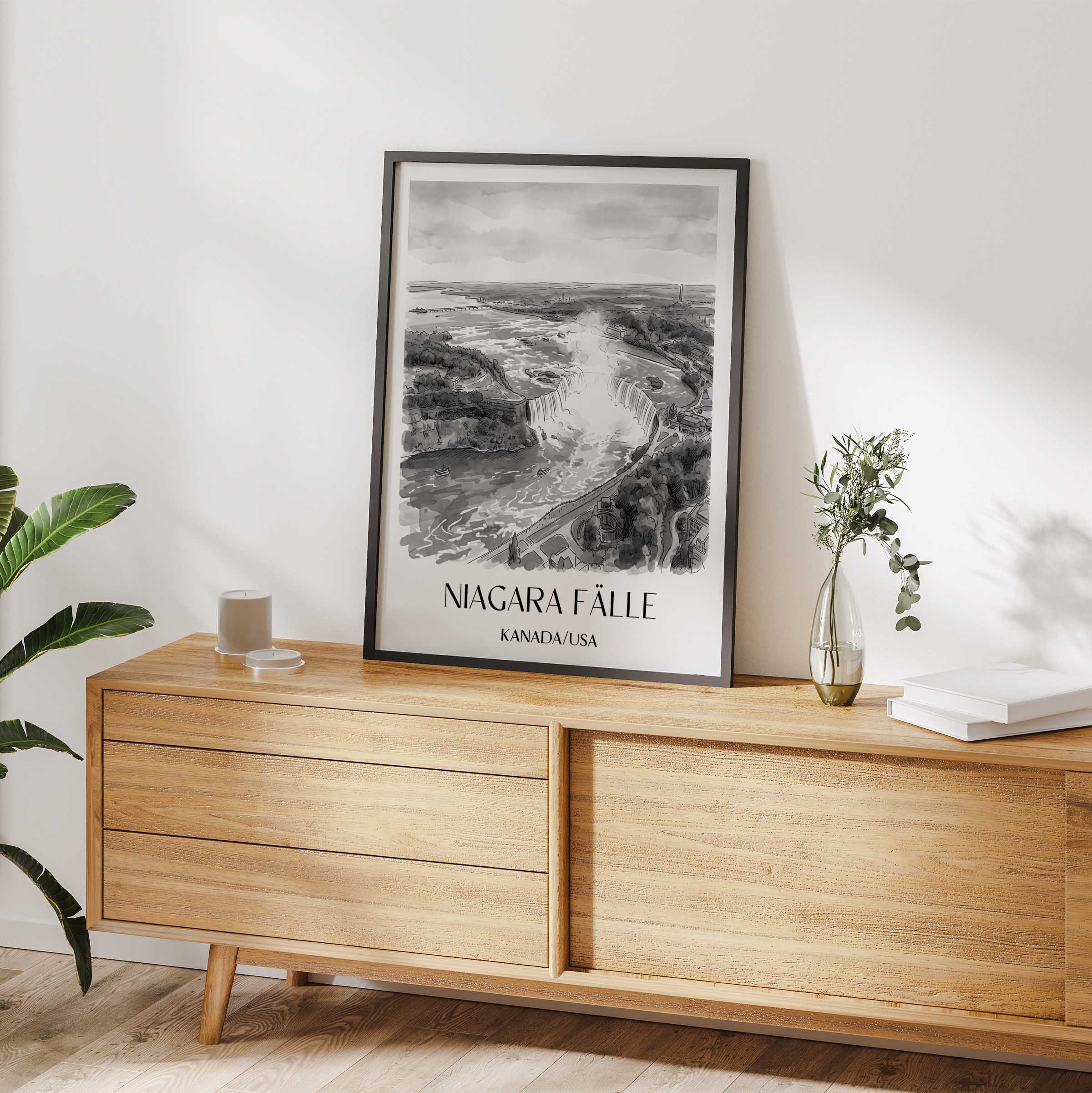 niagara-fälle-kanada/usa-poster-aquarell-schwarz-weiss