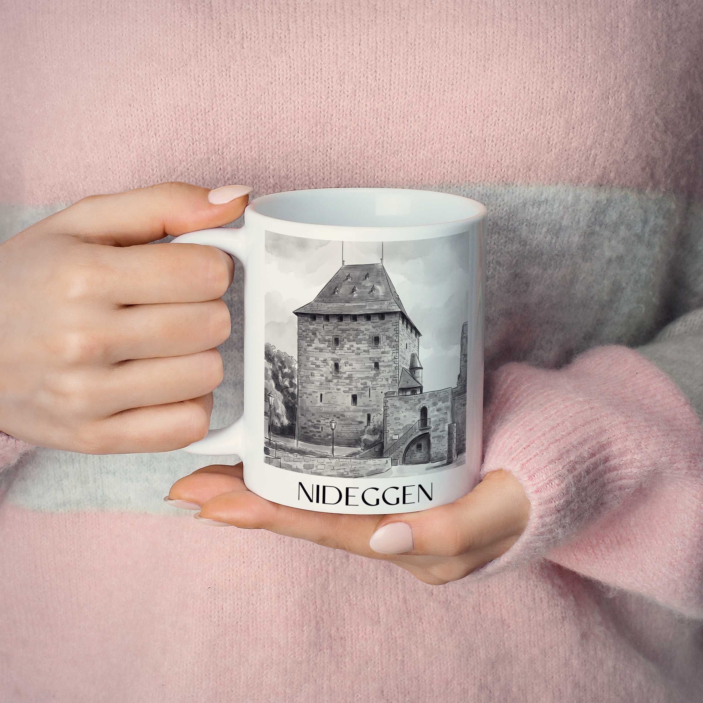 nideggen-eifel-deutschland-kaffeebecher-aquarell-schwarz-weiss